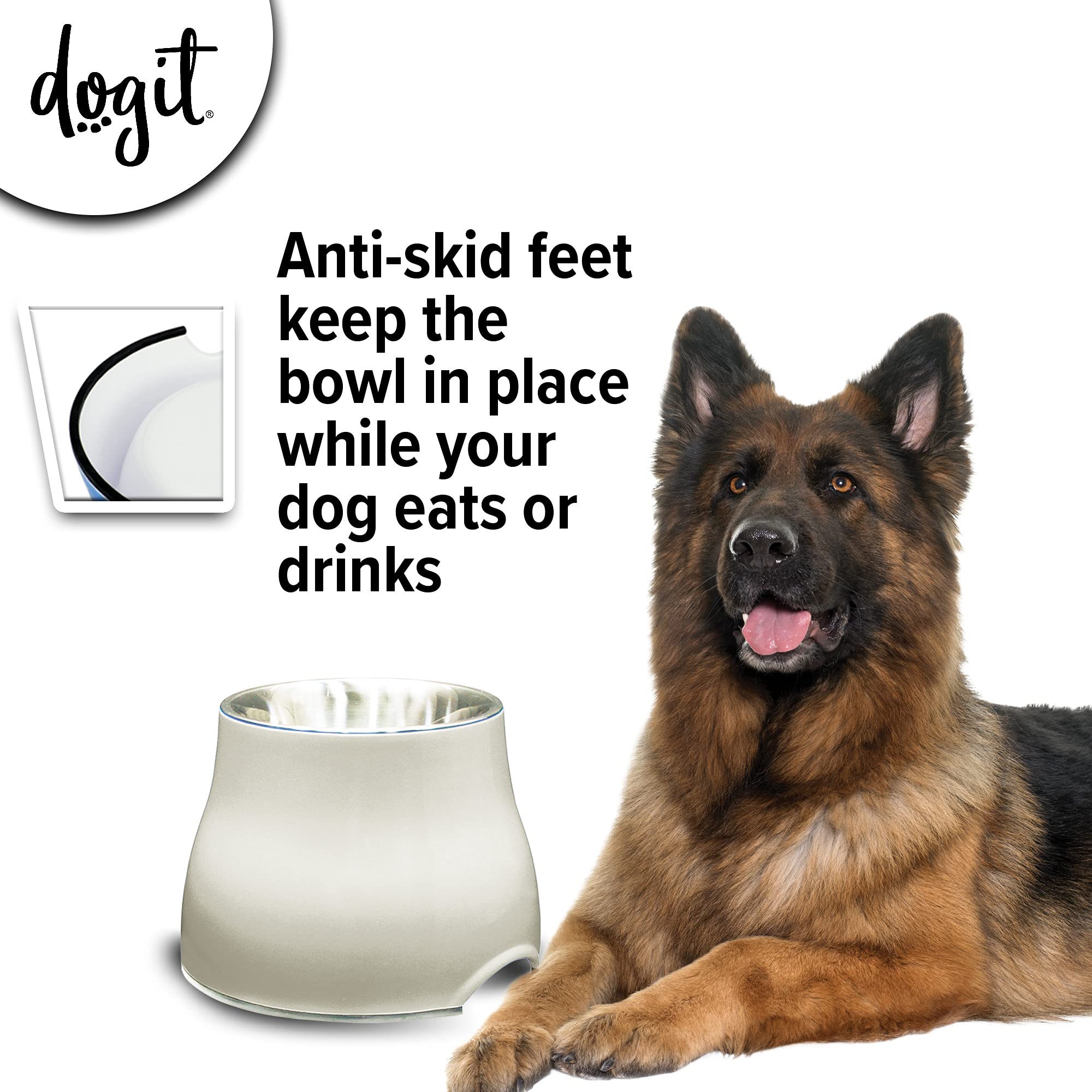 Dogit 2-in-1 Elevated Dog Bowl - 900 ml Capacity | Stainless Steel Insert | Nonslip Base