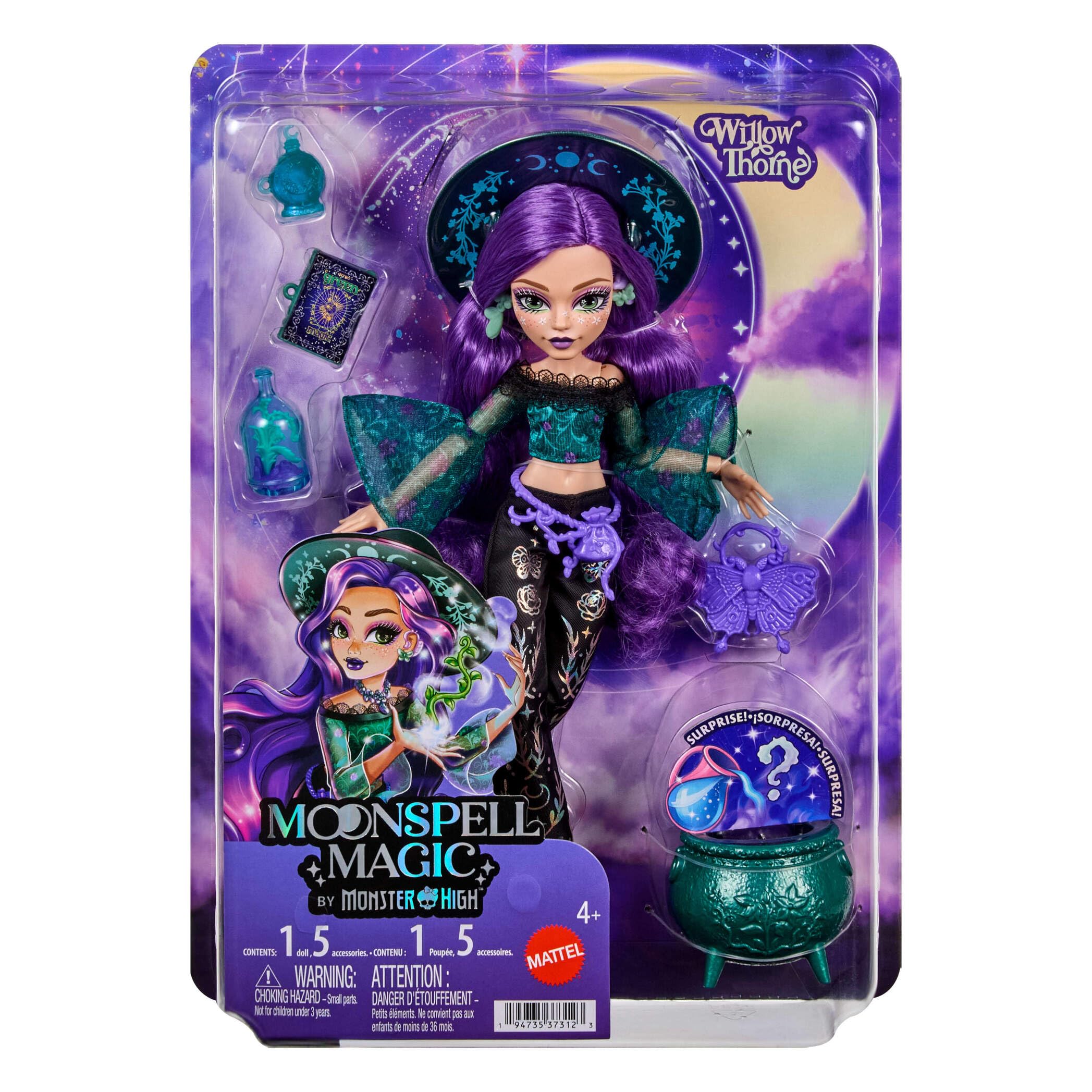 Monster High Moonspell Magic Willow Thorne Doll - Nature Witch, Includes Hearing Aid & Cauldron Surprise 6