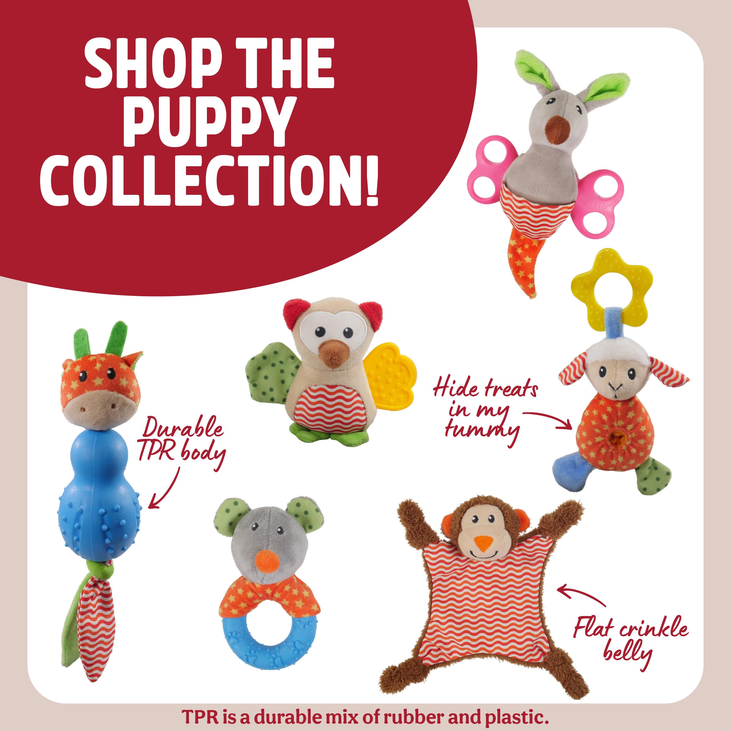 Rosewood Little Nippers Cheeky Chimp Puppy Toy | Soft Plush with Squeak & Crinkle 7