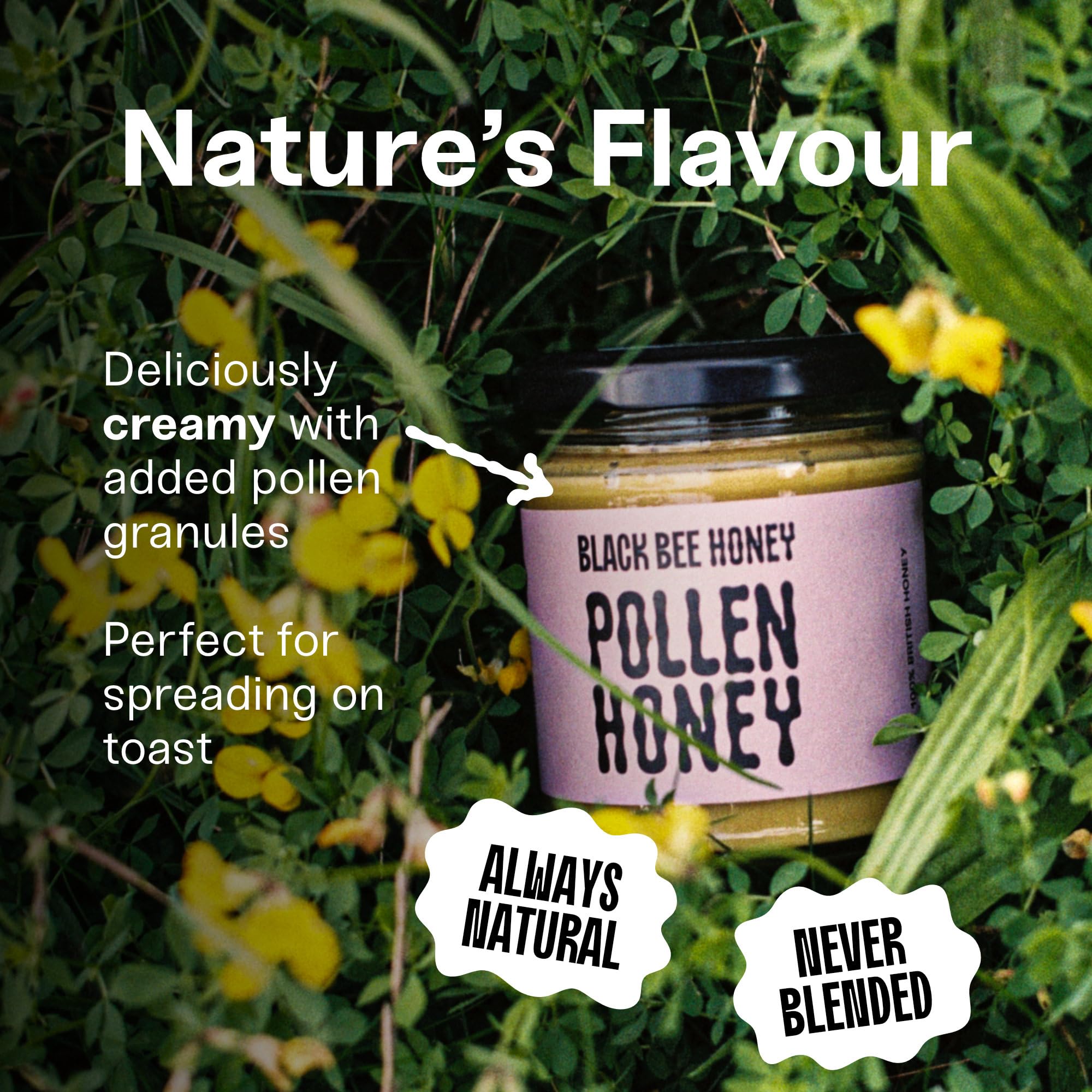 Black Bee Honey - Pure British Spring Honey with Bee Pollen Granules 9