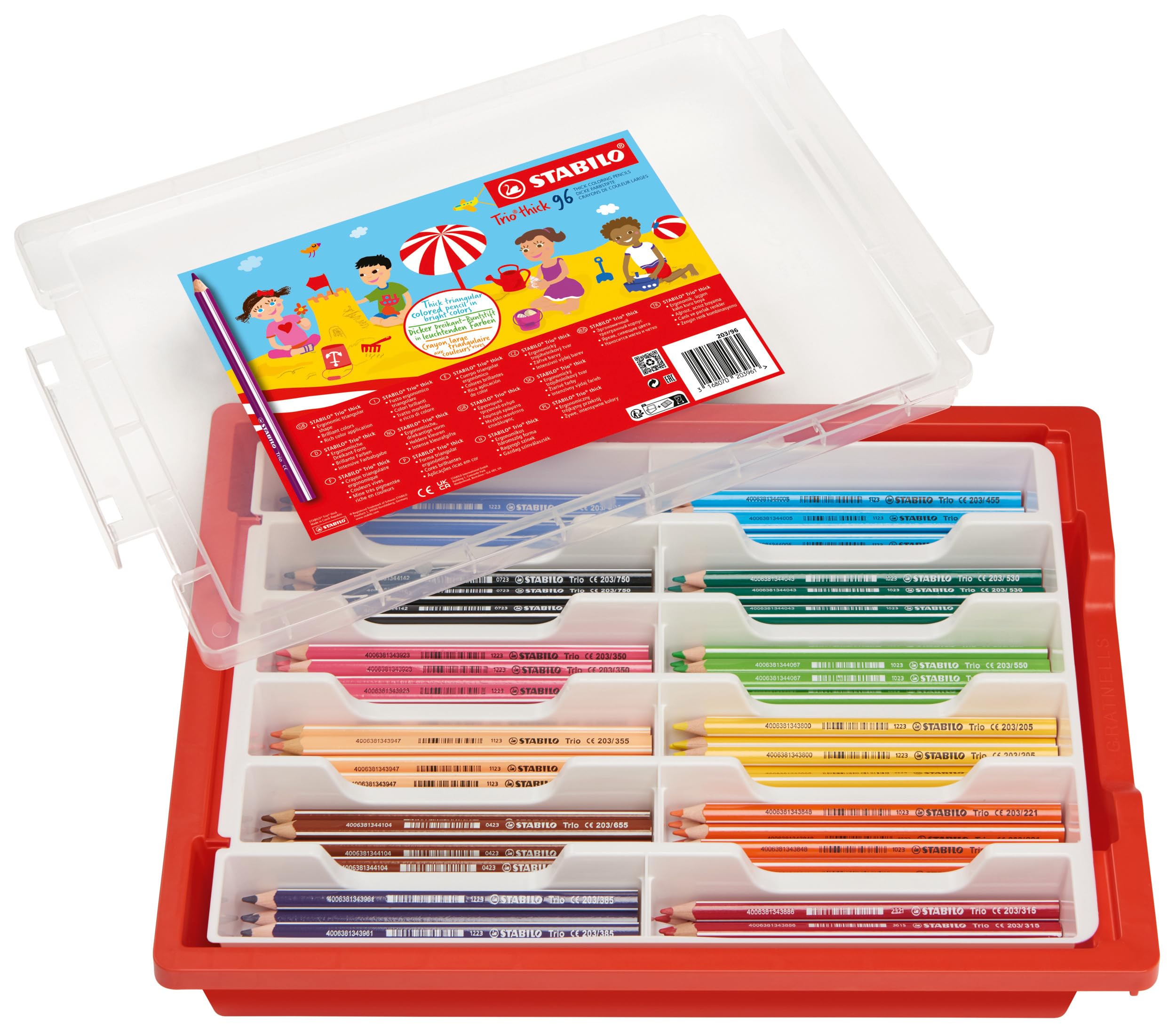 STABILO Trio thick Triangular Colouring Pencils - Classpack of 96 with 12 Assorted Colours | 4.2mm Line Width 1