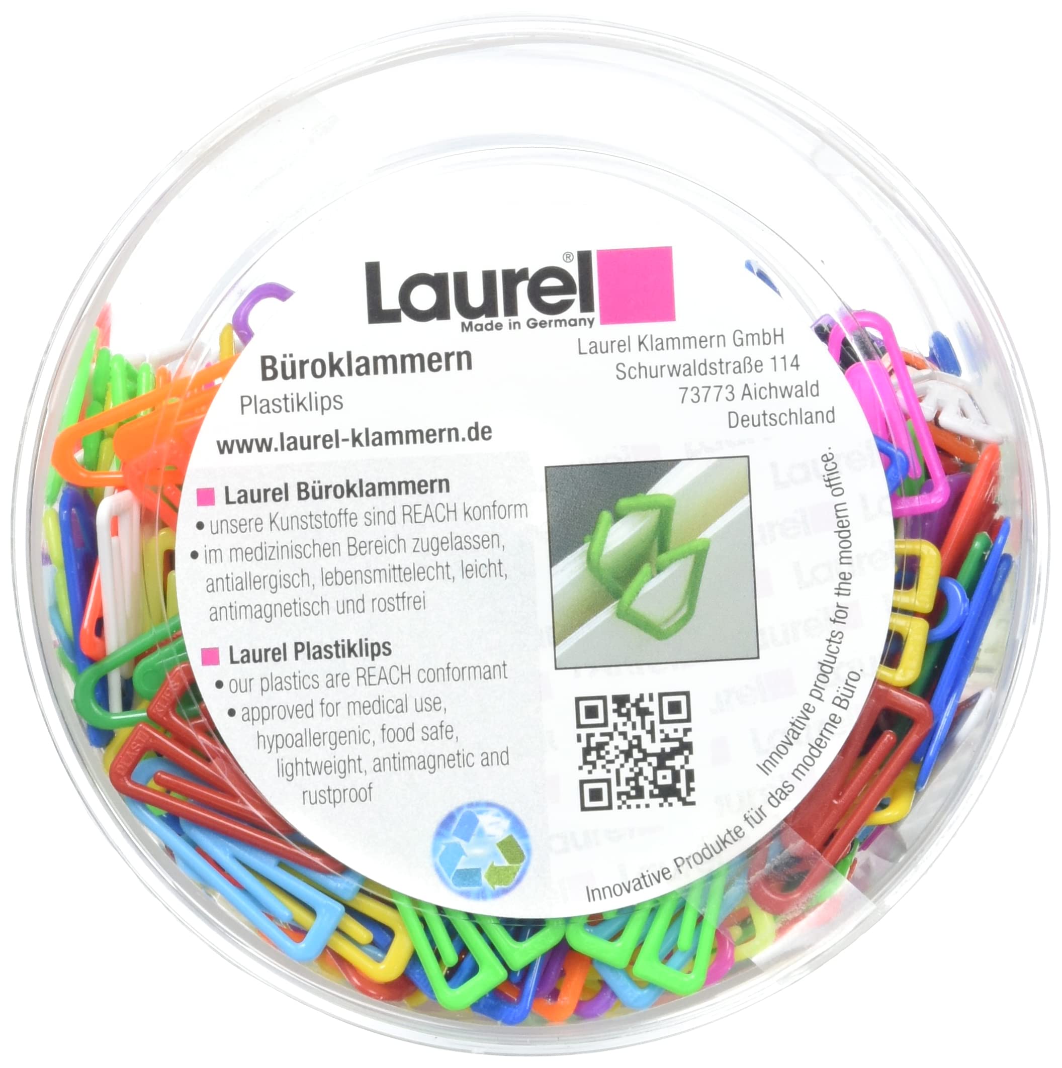Laurel Plastic Paperclips - 25mm Non-Magnetising Assorted Colours | Pack of 500 2