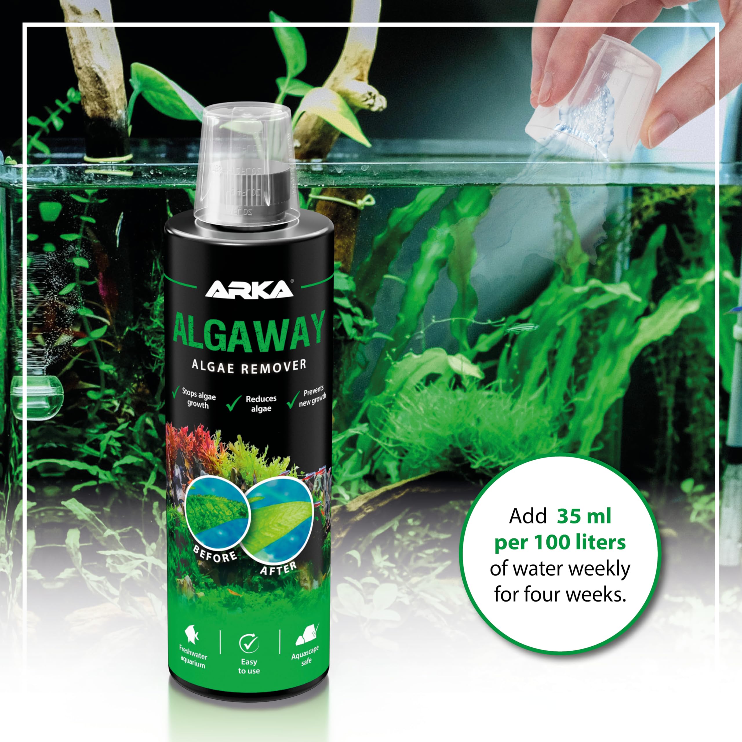 ARKA Aquarium Algae Remover - Eliminates Green, Hair & Spot Algae | 118ml Liquid 5