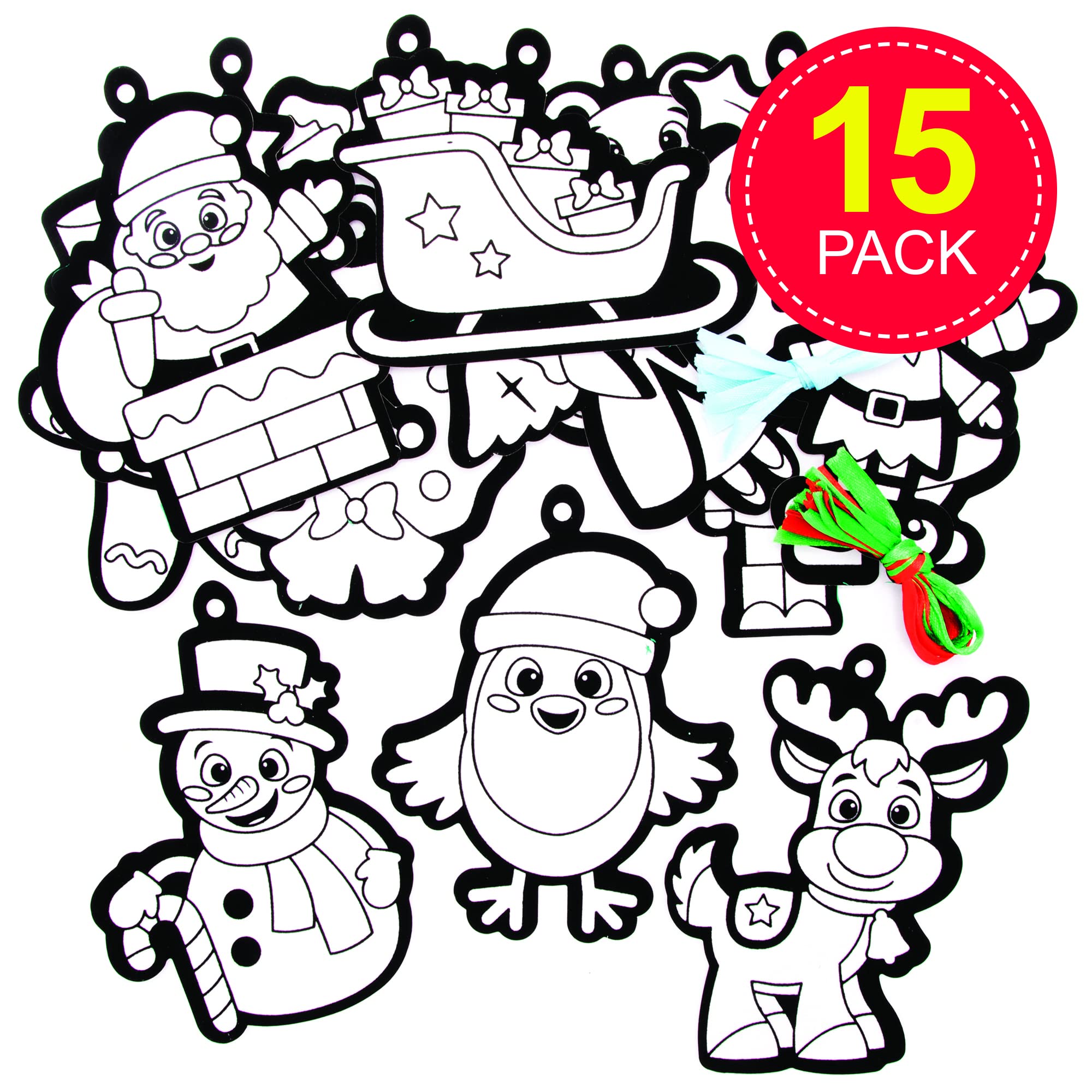 Baker Ross Christmas Colour In Decorations FE992 - Pack of 15 Craft Kit for Kids 7