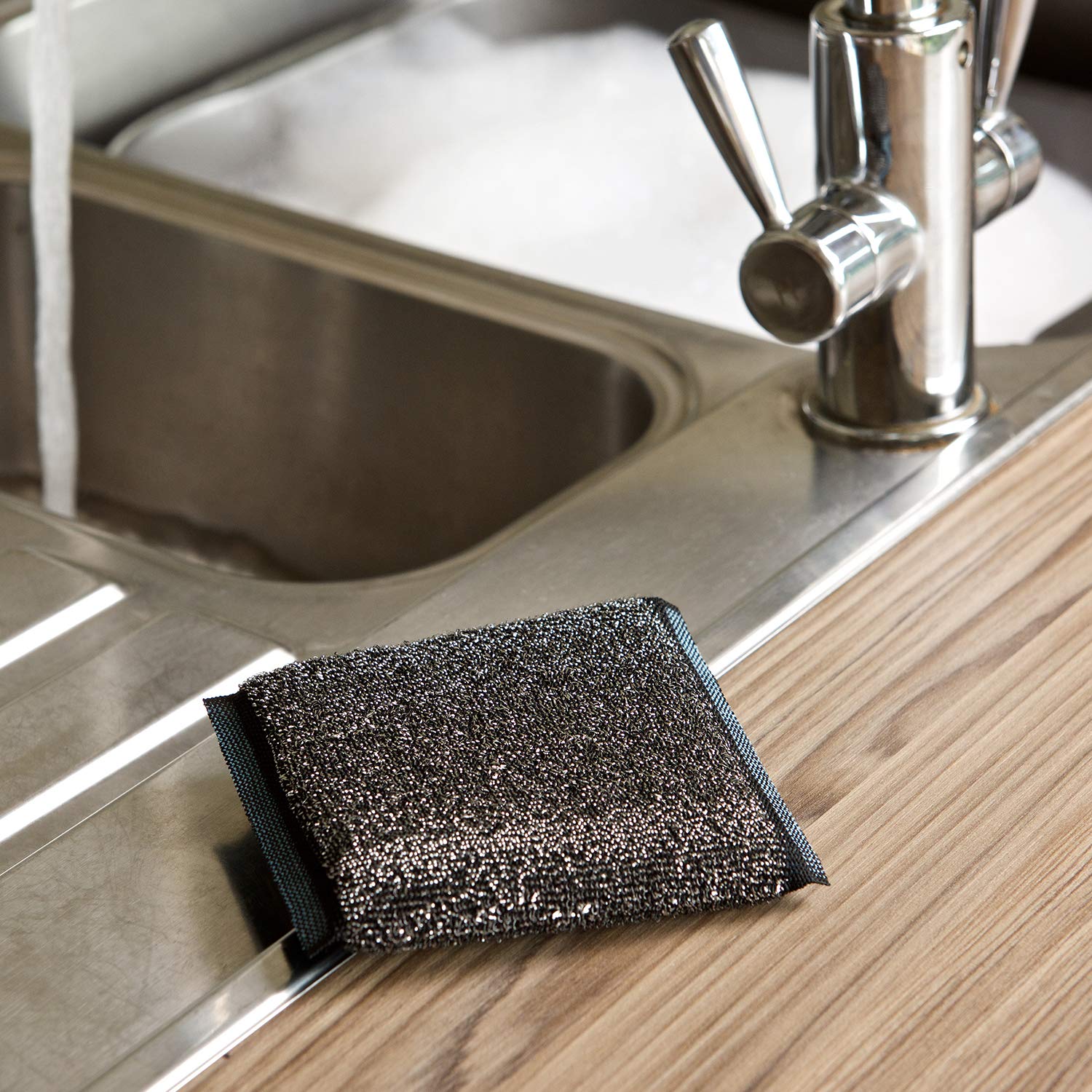 Marigold Scrub Away Stainless Steel Scourers - Heavy Duty, Sponge-Filled, 20 Single Packs