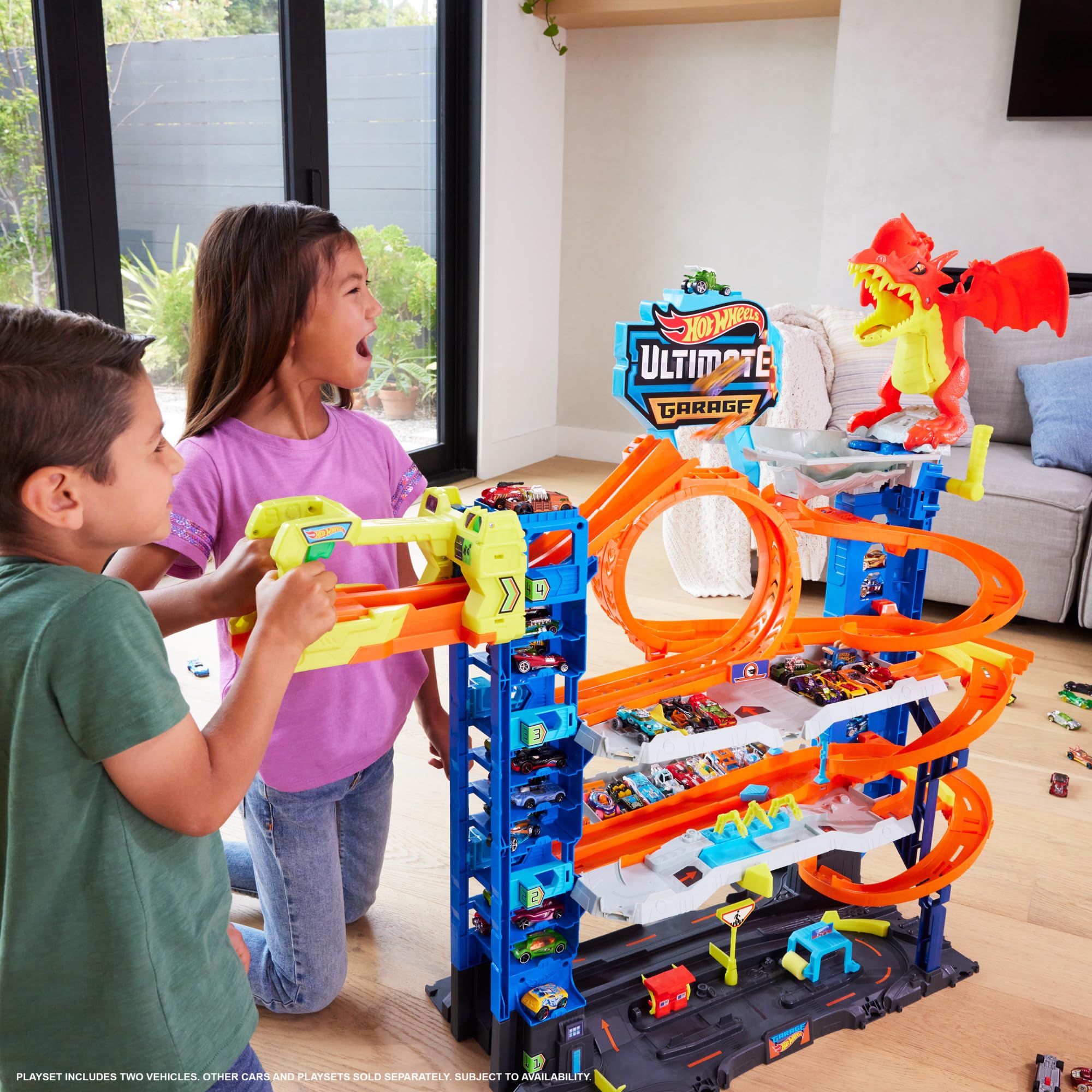 Hot Wheels Let's Race Netflix City Ultimate Garage Playset with 2 Die-Cast Cars | Storage for 50+ Cars | Ages 5+