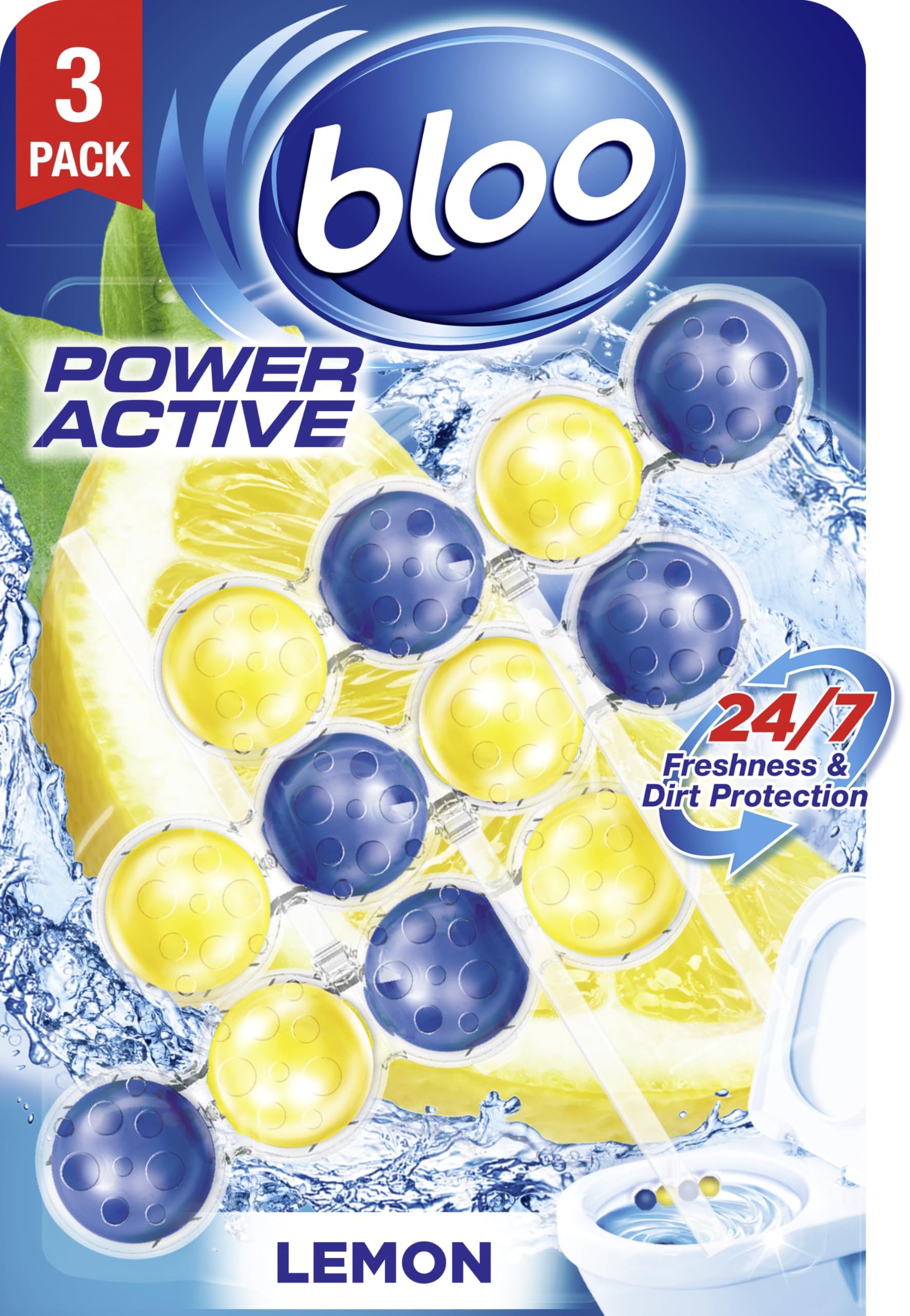 Bloo Power Active Toilet Rim Block Lemon - Anti-Limescale, Cleaning Foam, 150g 1