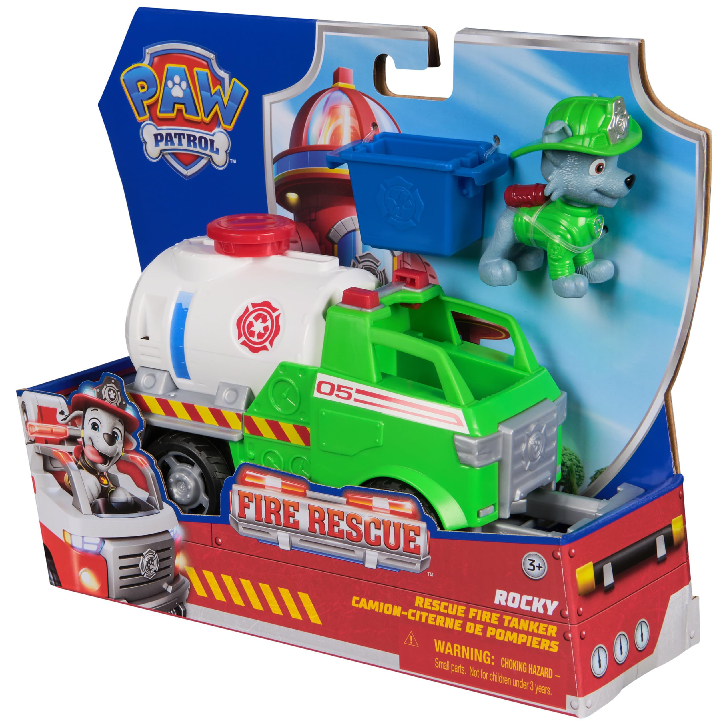 Paw Patrol Rocky Rescue Fire Tanker - 20.3 cm Vehicle with 5 cm Rocky Figure | Ages 3-9 11