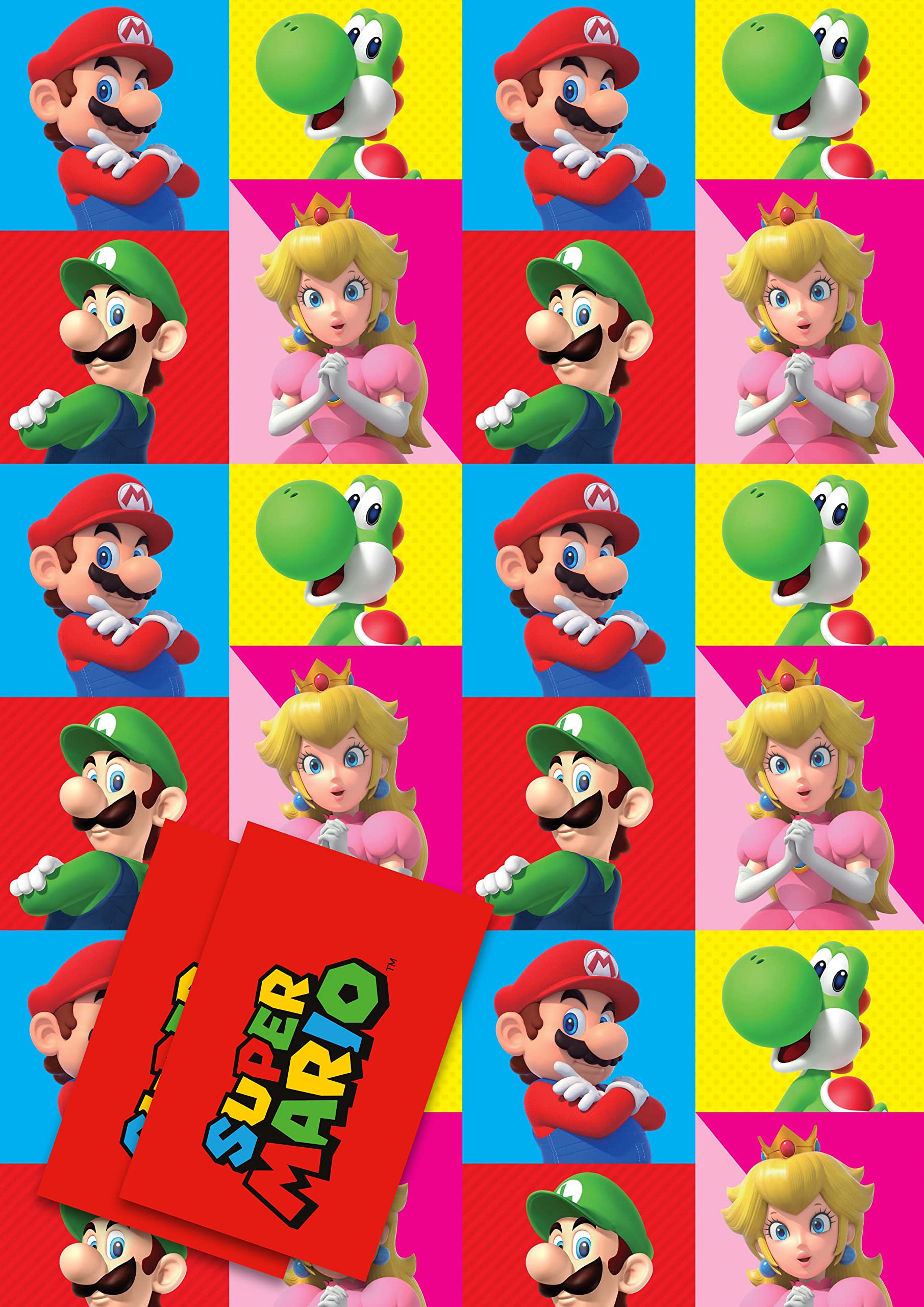 Danilo Promotions LTD Super Mario Gift Wrap - 2 Sheets, 2 Tags | 70cm x 50cm per Sheet