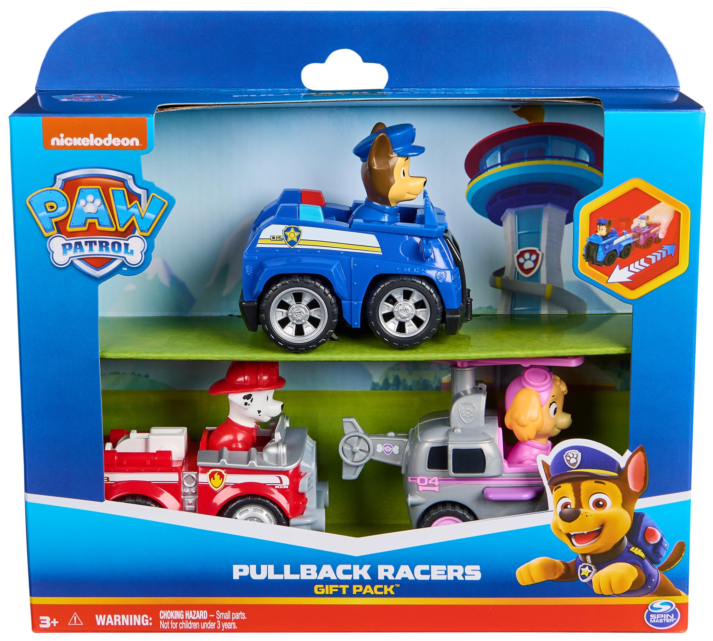 Paw Patrol Deluxe Rescue Racers Triple Pack (Chase, Marshall, Skye) | Pull-Back Action | Ages 3-9 2