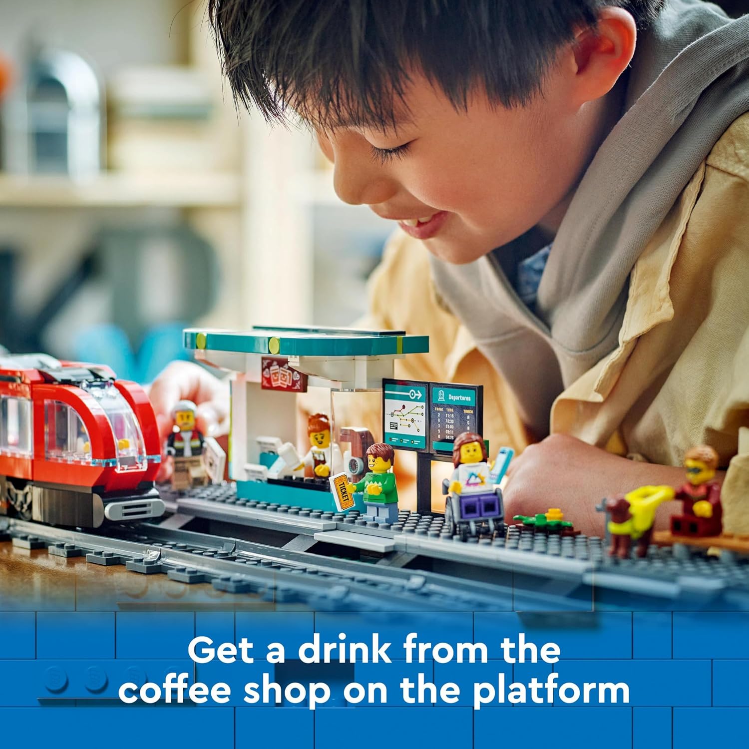 LEGO City Downtown Tram and Station Building Toy Set - 811-Piece Playset for Ages 7+