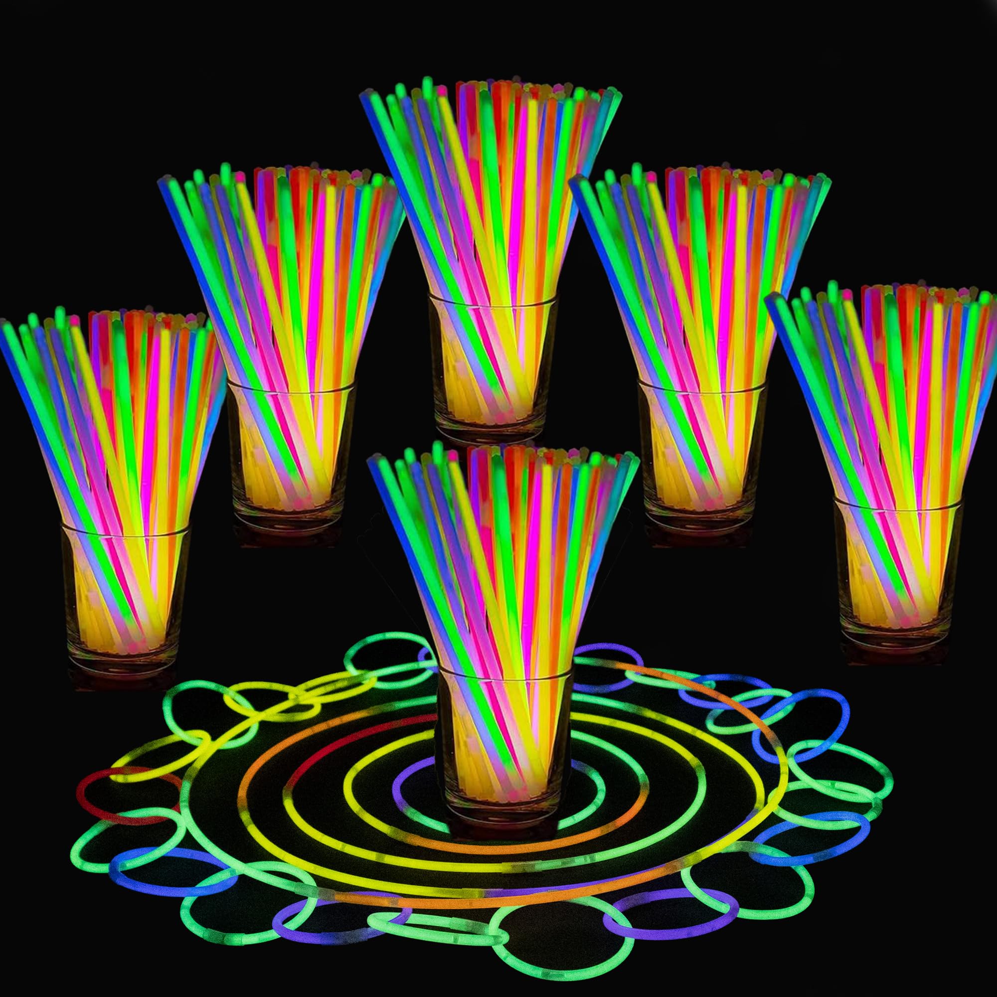 SHATCHI Glow Sticks Pack 400Pcs - Non-Toxic, Long-Lasting Neon Glowsticks for Parties | Unisex Children