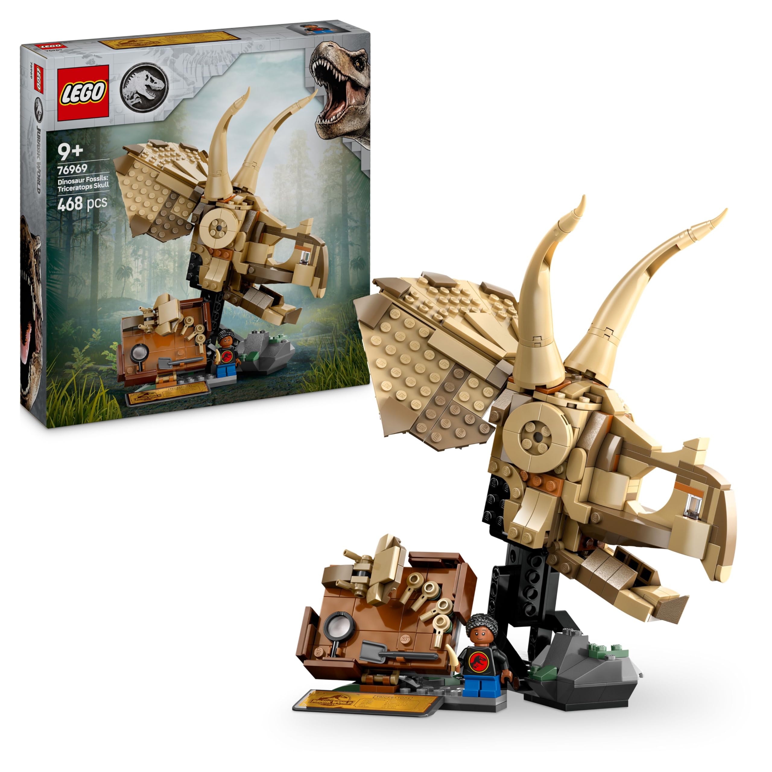 LEGO Jurassic World Dinosaur Fossils: Triceratops Skull Model 76969 Building Set for Ages 9+