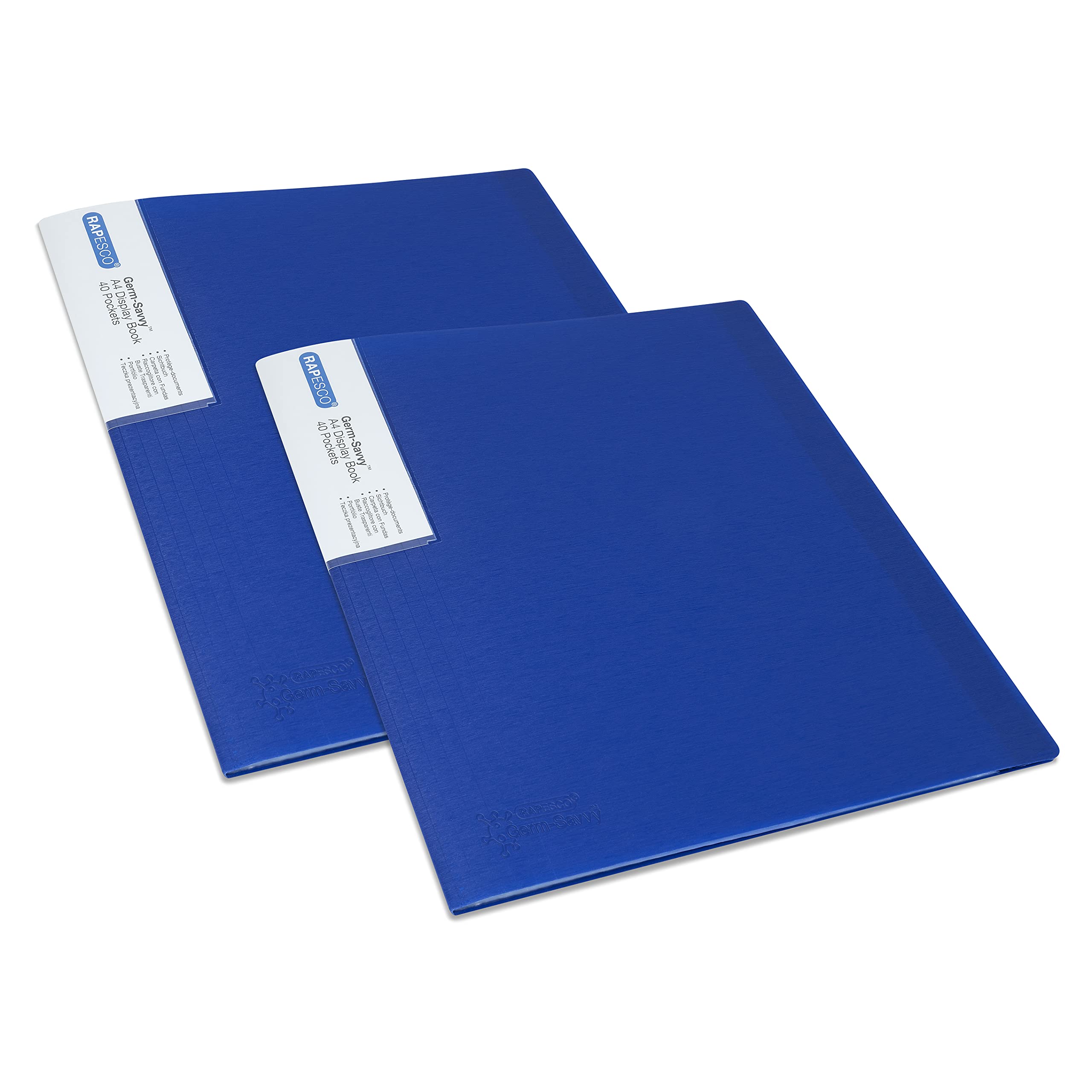 RAPESCO 1675 Presentation Folder - 40 Pockets, A4 Size, Blue | Antibacterial Protection | 100% Recycled PP 1