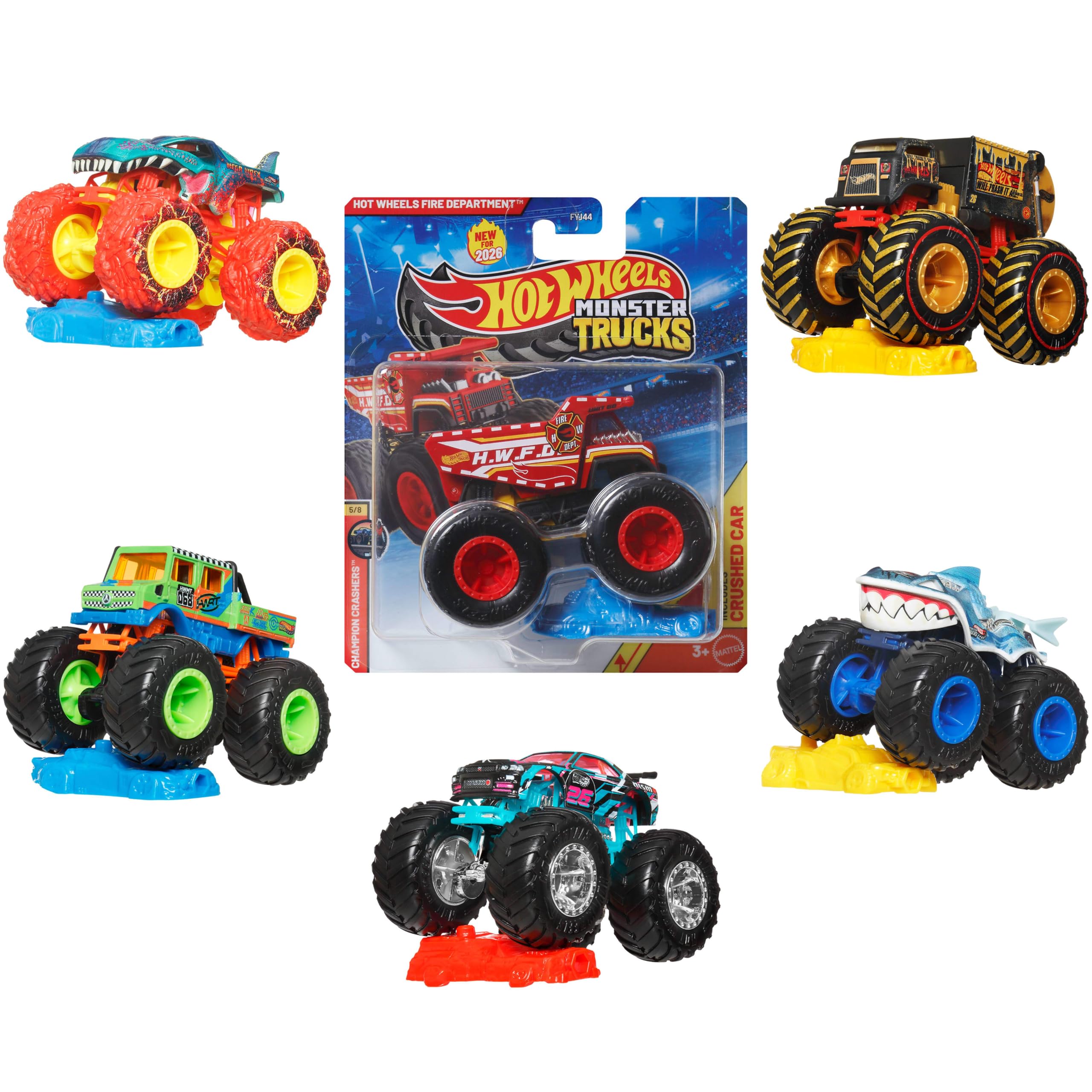 Hot Wheels Monster Trucks 1:64 Scale Die-Cast Assortment with Giant Wheels