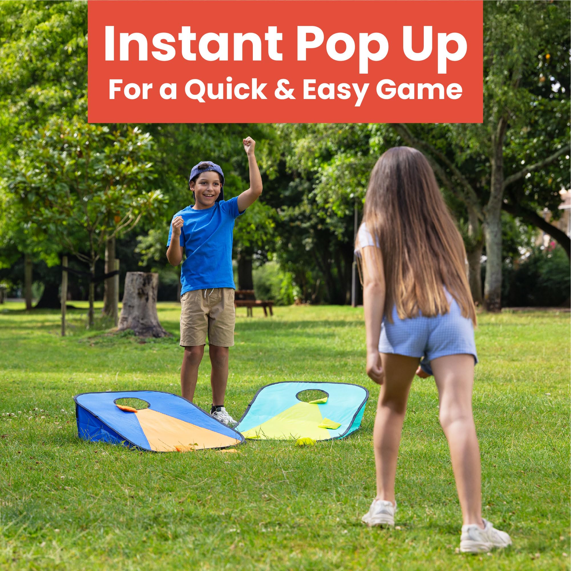 Toyrific Pop-Up Cornhole Game Set - Portable Bean Bag Toss for 4 Players | Polyester 3
