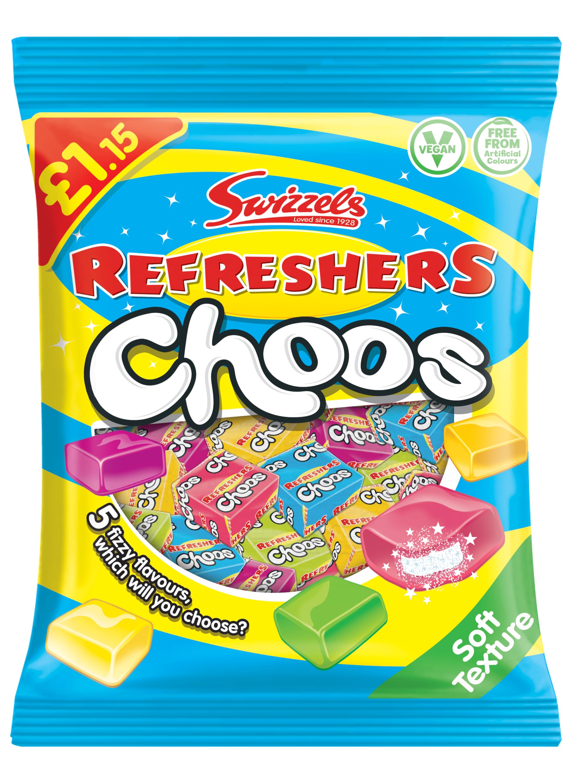 Swizzels Refreshers Choos - Fizzy Fruit Chewy Sweets | 115g Bag 1