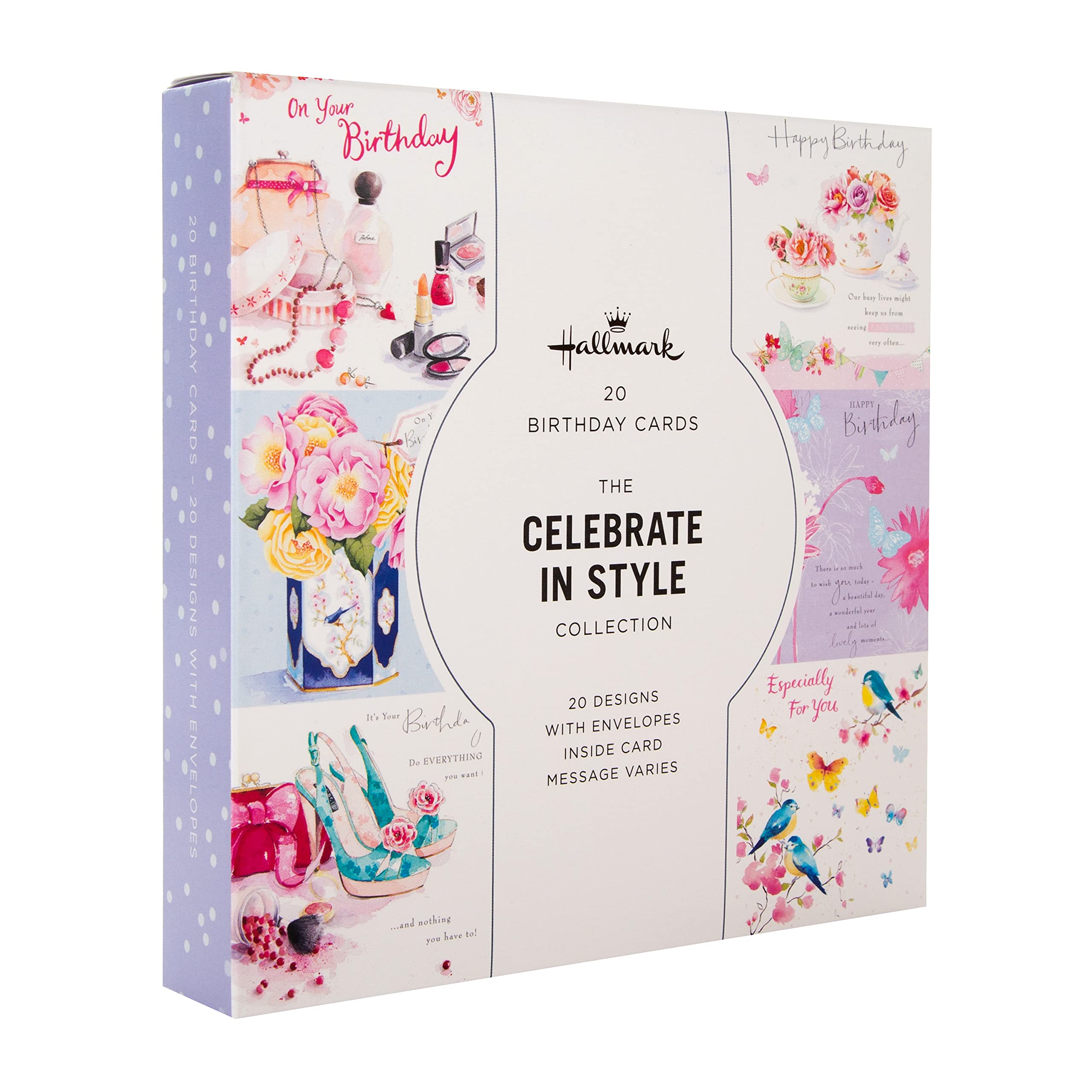 Hallmark Birthday Cards Multipack - 20 Cards in 20 Floral Designs | 16cm x 16cm 1