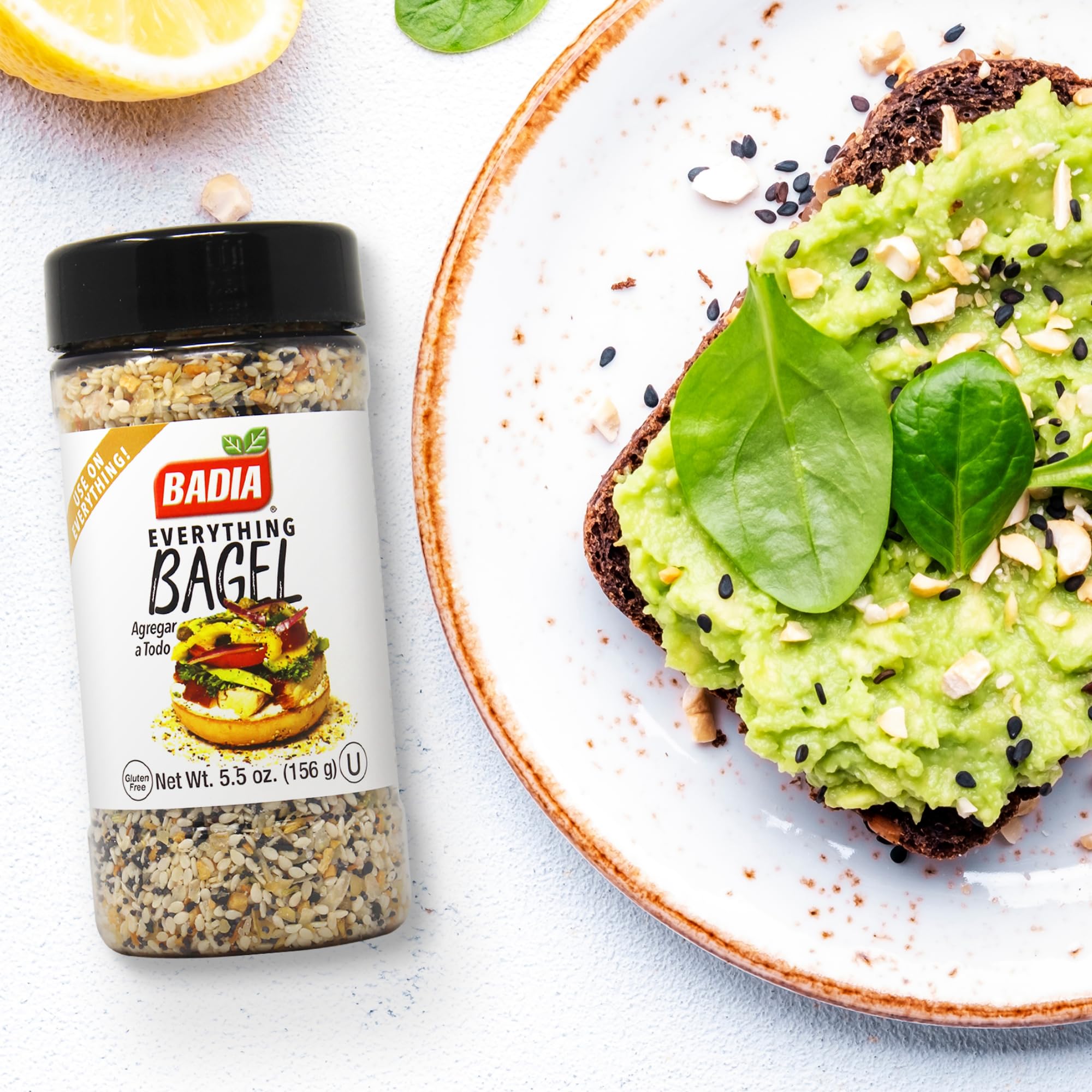 Badia Everything Bagel Seasoning - Savory Blend for Bagels, Toast, and Vegetables | 5.5 oz (156g) 5