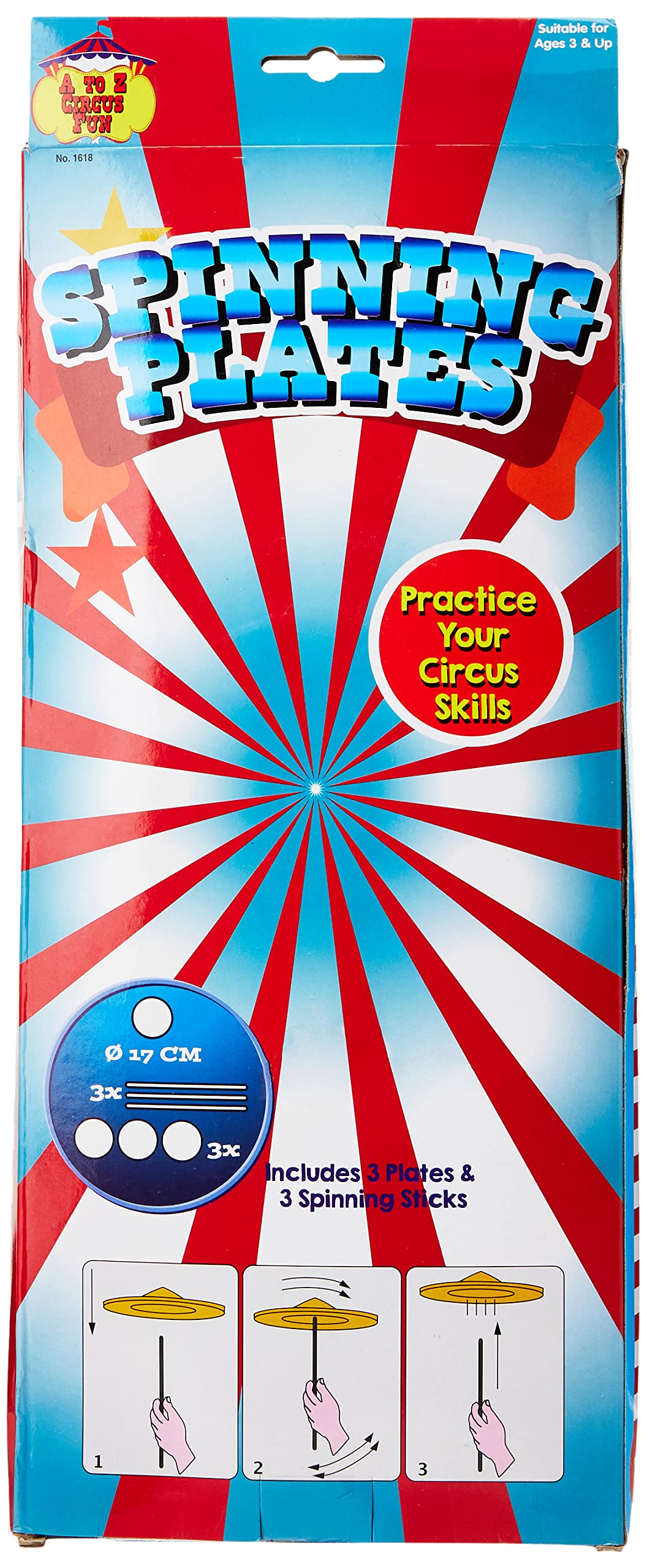 Atoz Spinning Plates Set - 3 Multicolor Plates & Sticks for Kids 3+ | Plastic 2