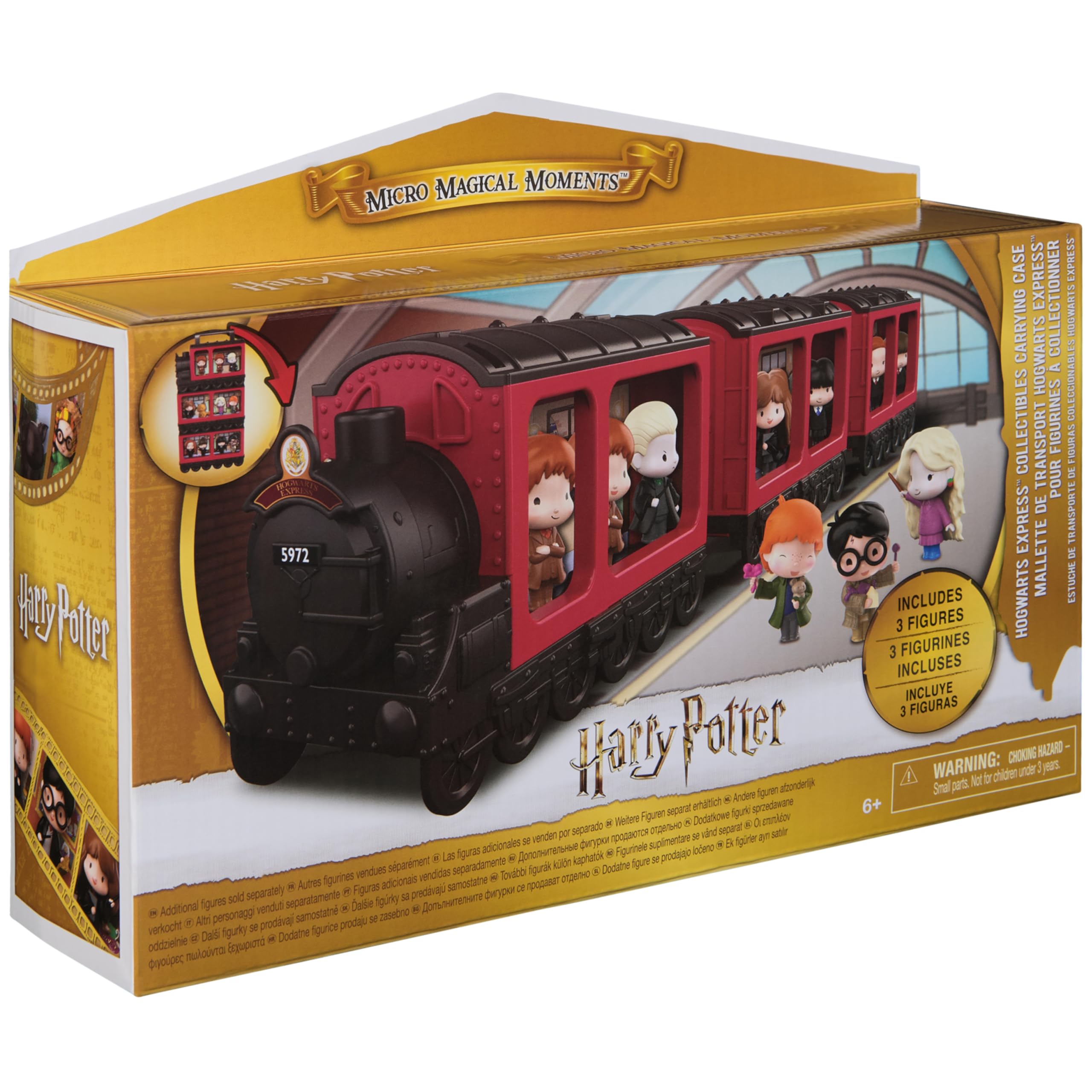 Micro Magical Moments Hogwarts Express Collectibles Case - 3 Exclusive Harry Potter Figures, Holds 22 Mini Figures 16