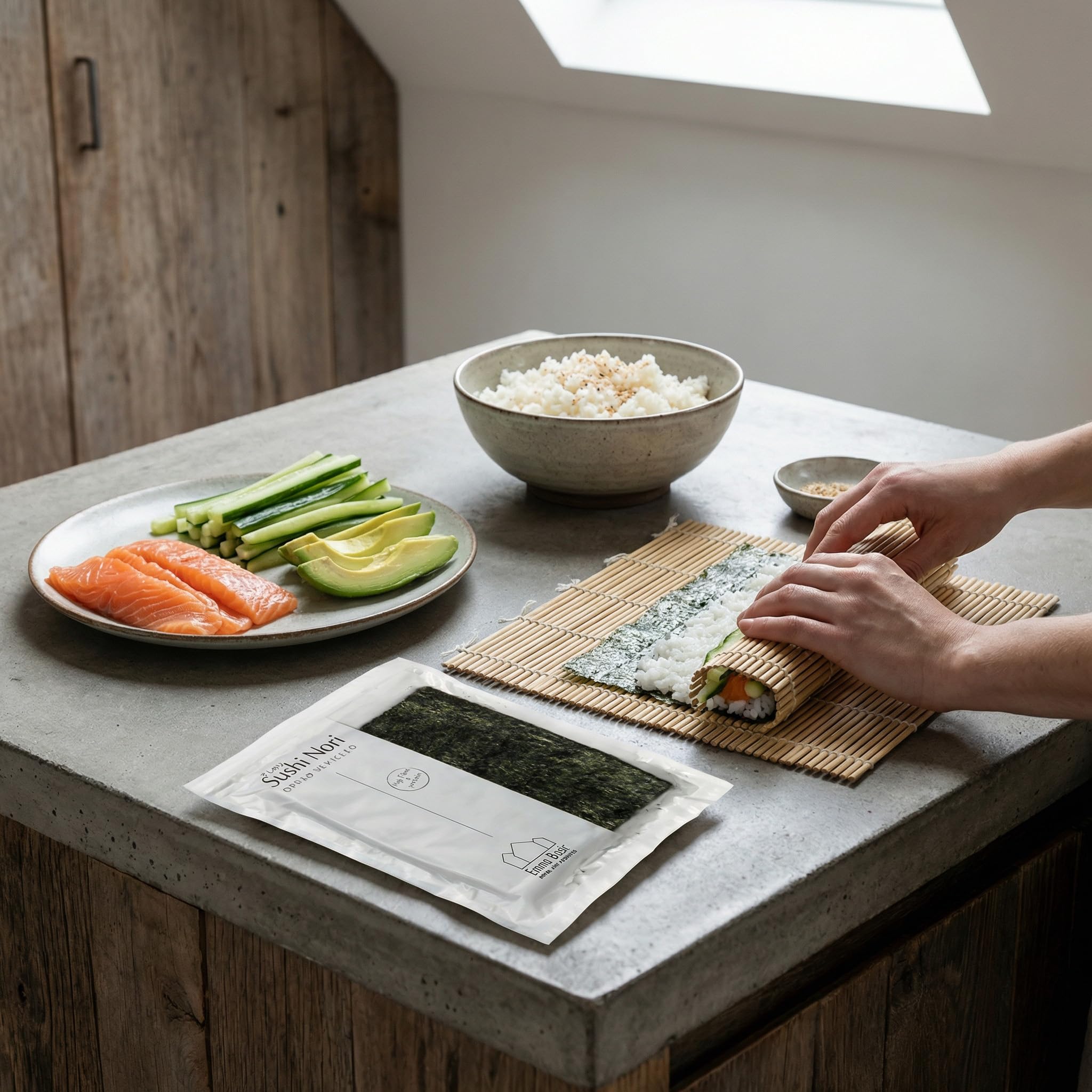 Emma Basic Dried Seaweed Sushi Nori - 40 Full Sheets | High Protein & Fibre | Young & Crunchy 5