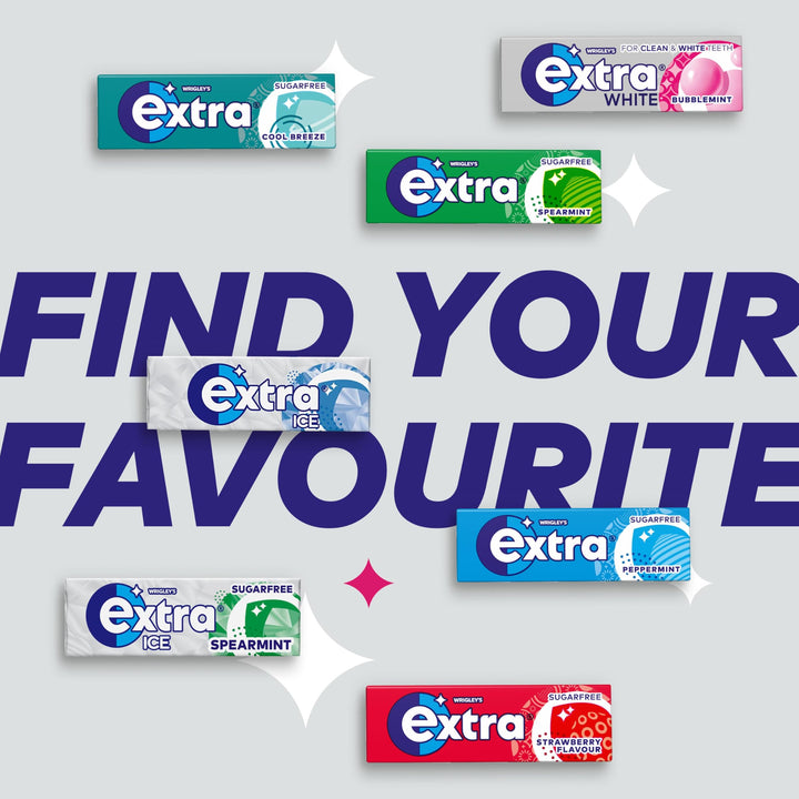 Extra - White Bubblemint Chewing Gum (46 Pieces, Sugar Free with Xylitol)