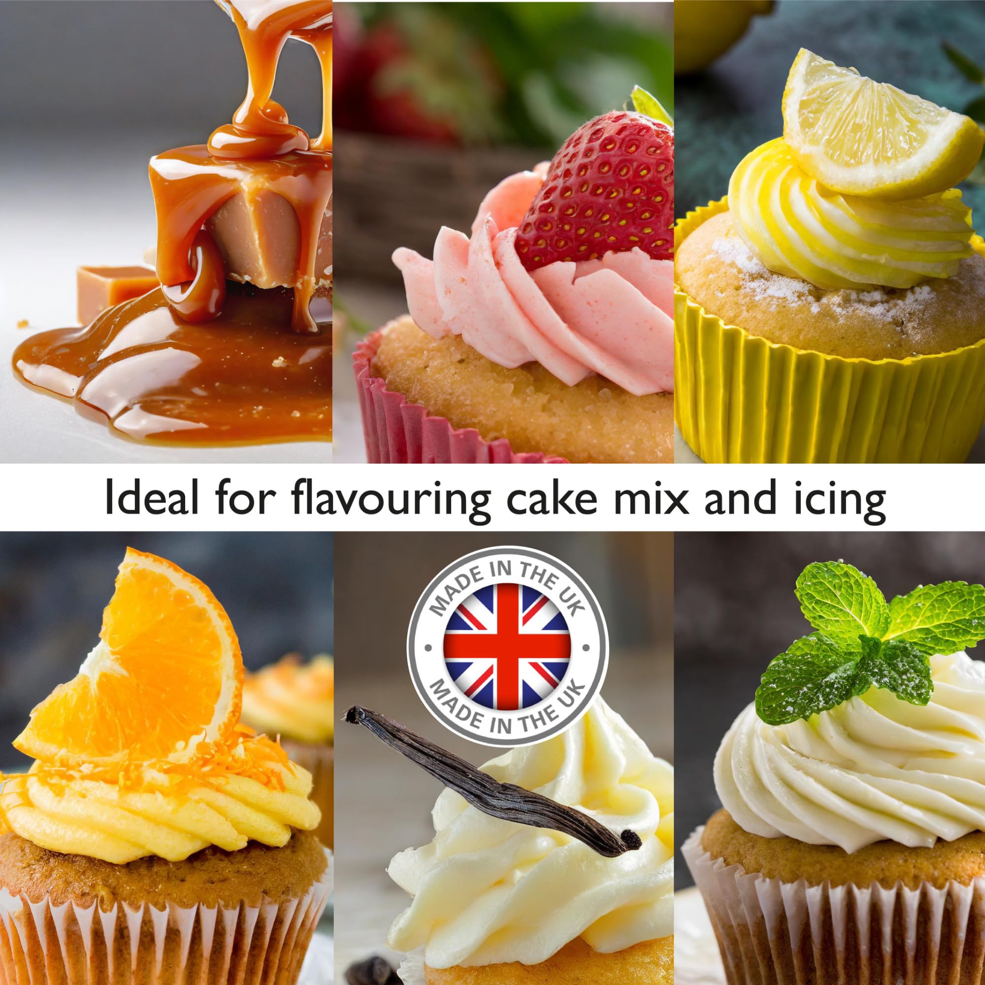 Culpitt Select Food Flavours Multipack - 6 x 38ml Bottles | Vanilla, Strawberry, Caramel & More