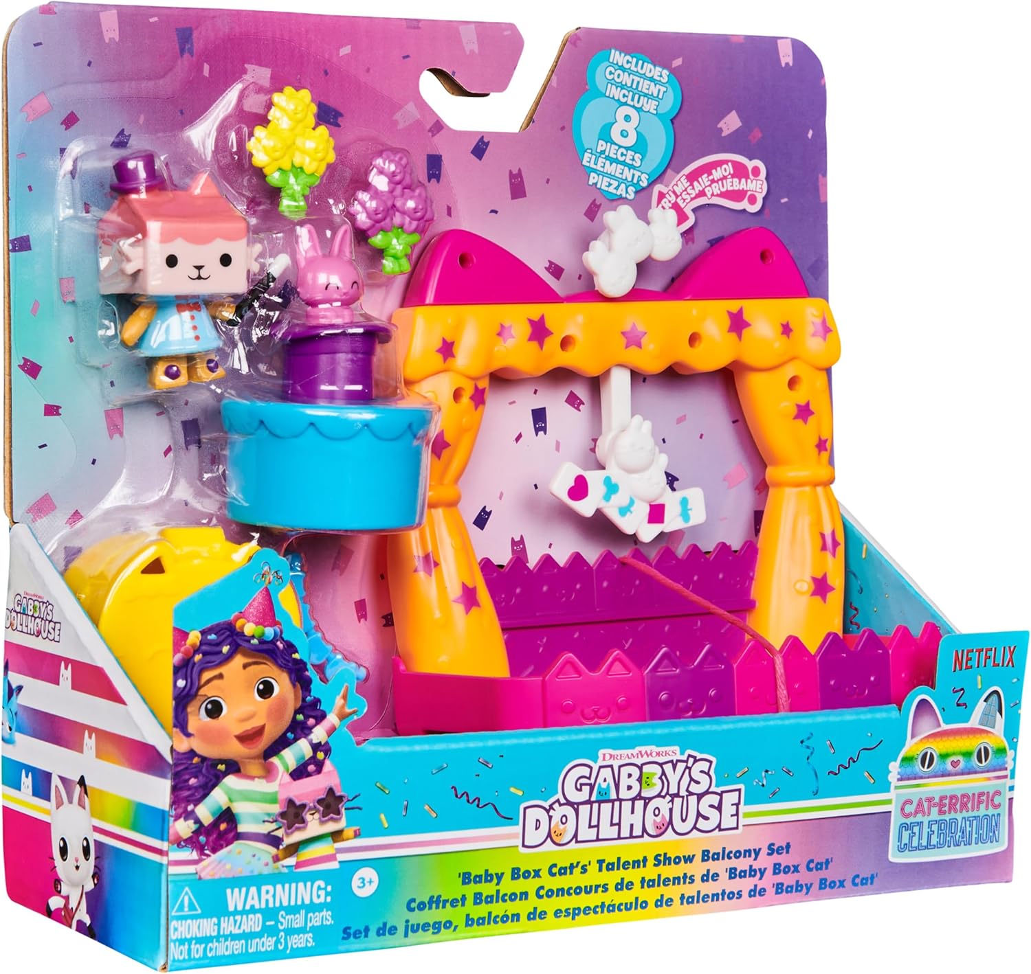 Gabby’s Dollhouse Baby Box Talent Show Balcony Playset - 8-Piece Dollhouse Playset with Figure & Accessories 4