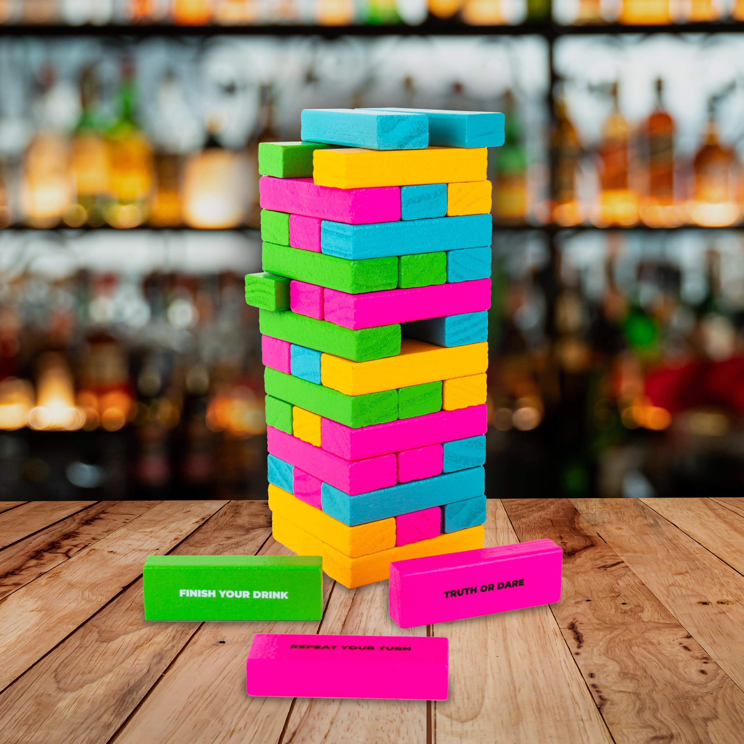 Gift Republic Tipsy Topple Tower Drinking Game - 48 Wooden Blocks | Adult Party Game 5