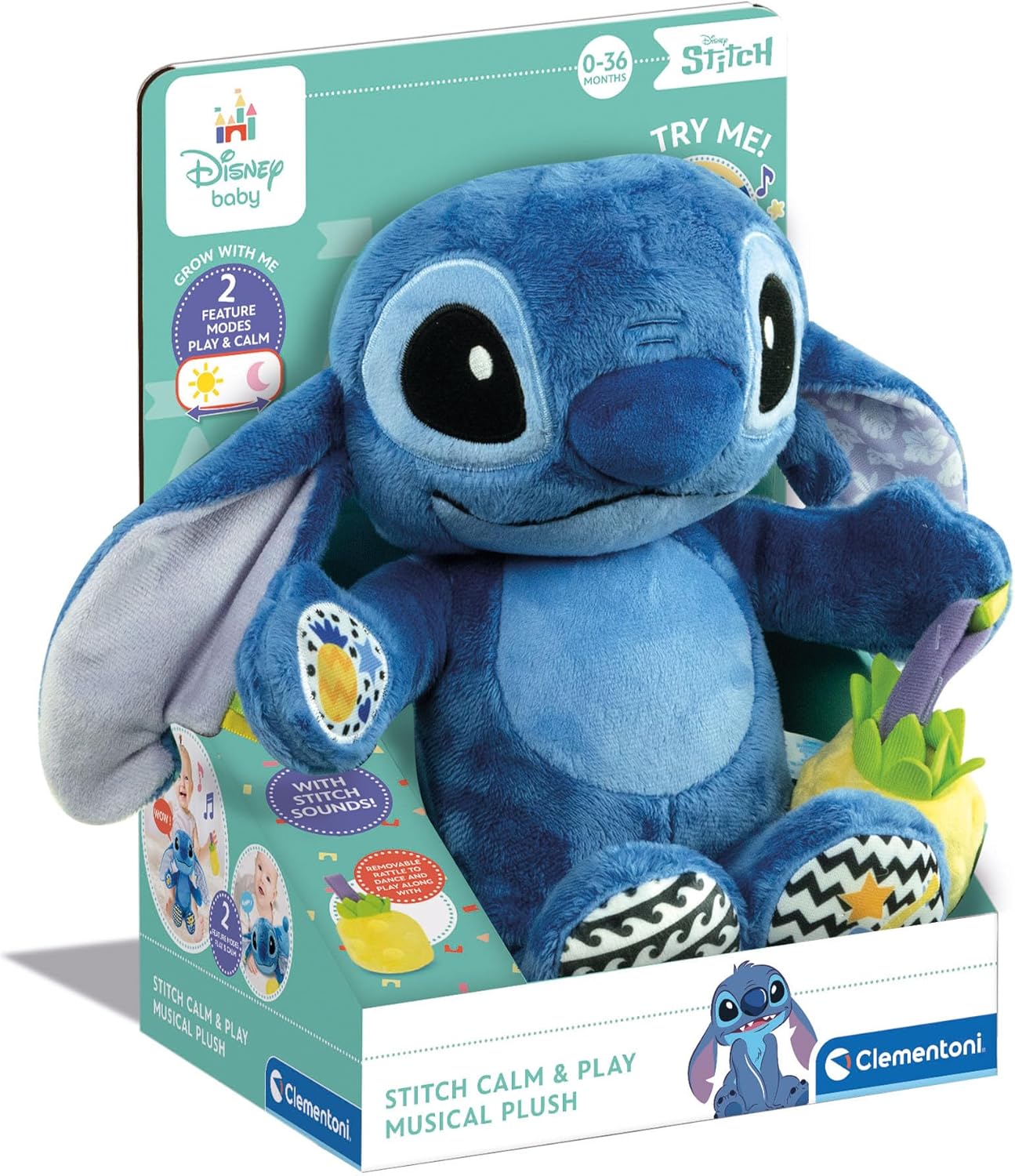 Clementoni Disney Baby Stitch Musical Plush - Educational Electronic Toy for Toddlers, 0 Months & Up 4