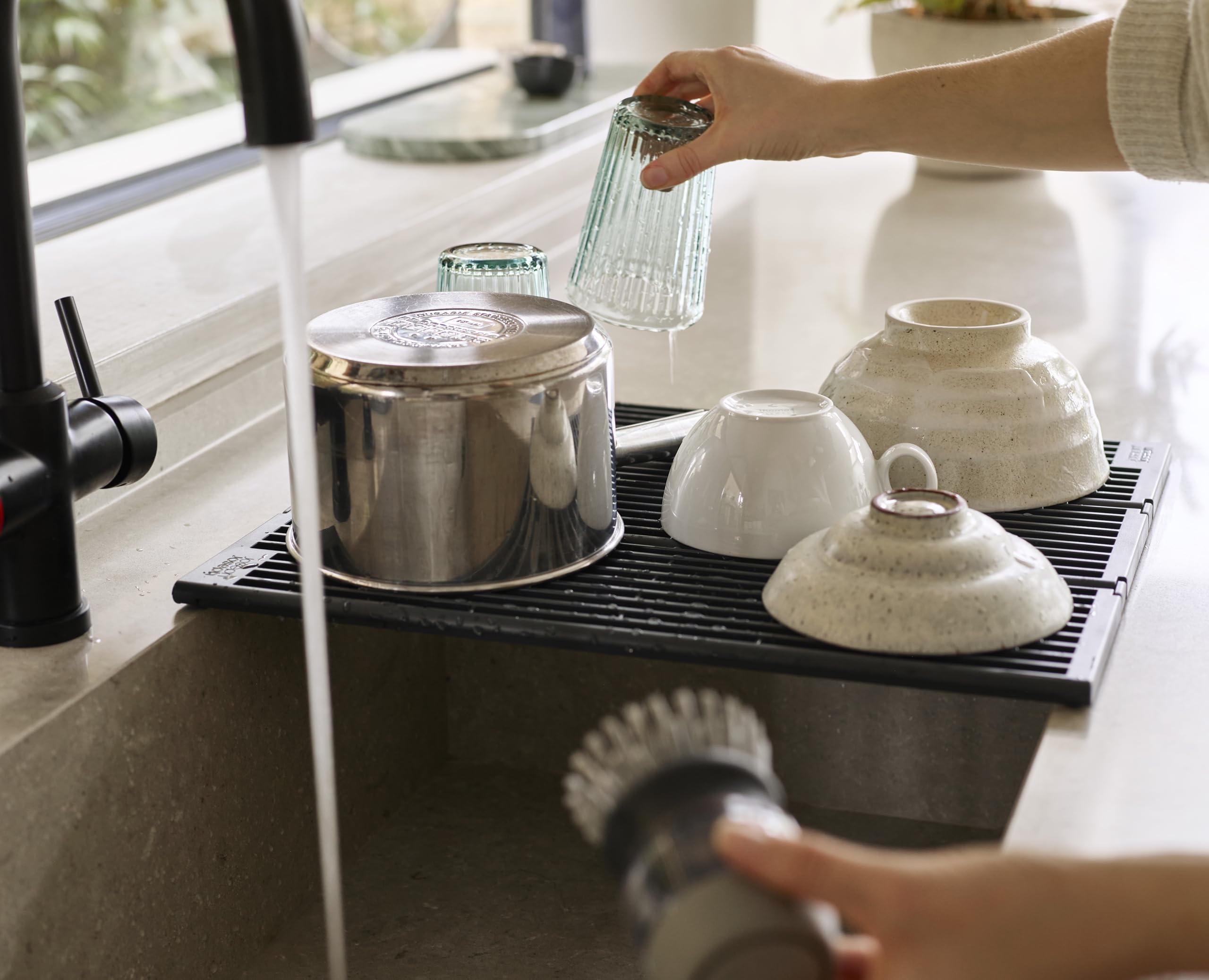 Joseph Joseph Platform Folding Over Sink Drainer - Fits Across Sink, Space-Saving Kitchen Drying Rack 11