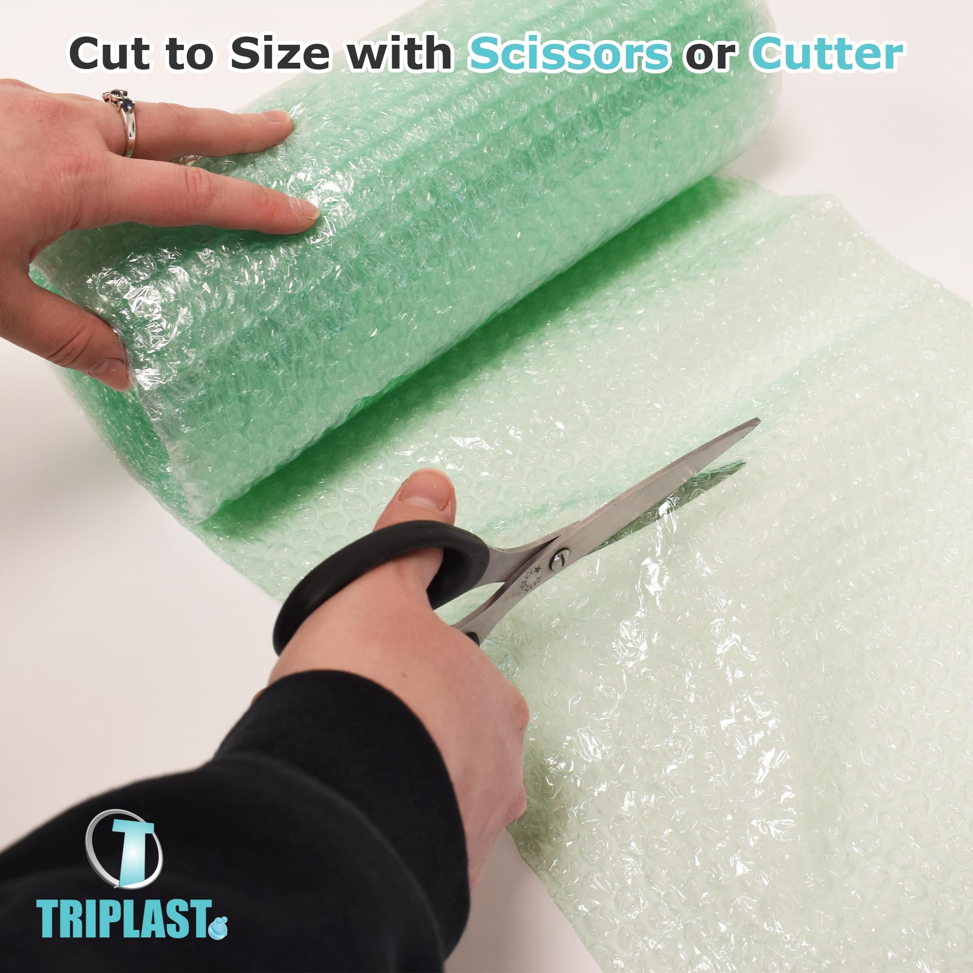 Triplast Biodegradable Green Bubble Wrap Roll - 300mm x 10m | Small 10mm Bubbles | Recyclable LDPE 5