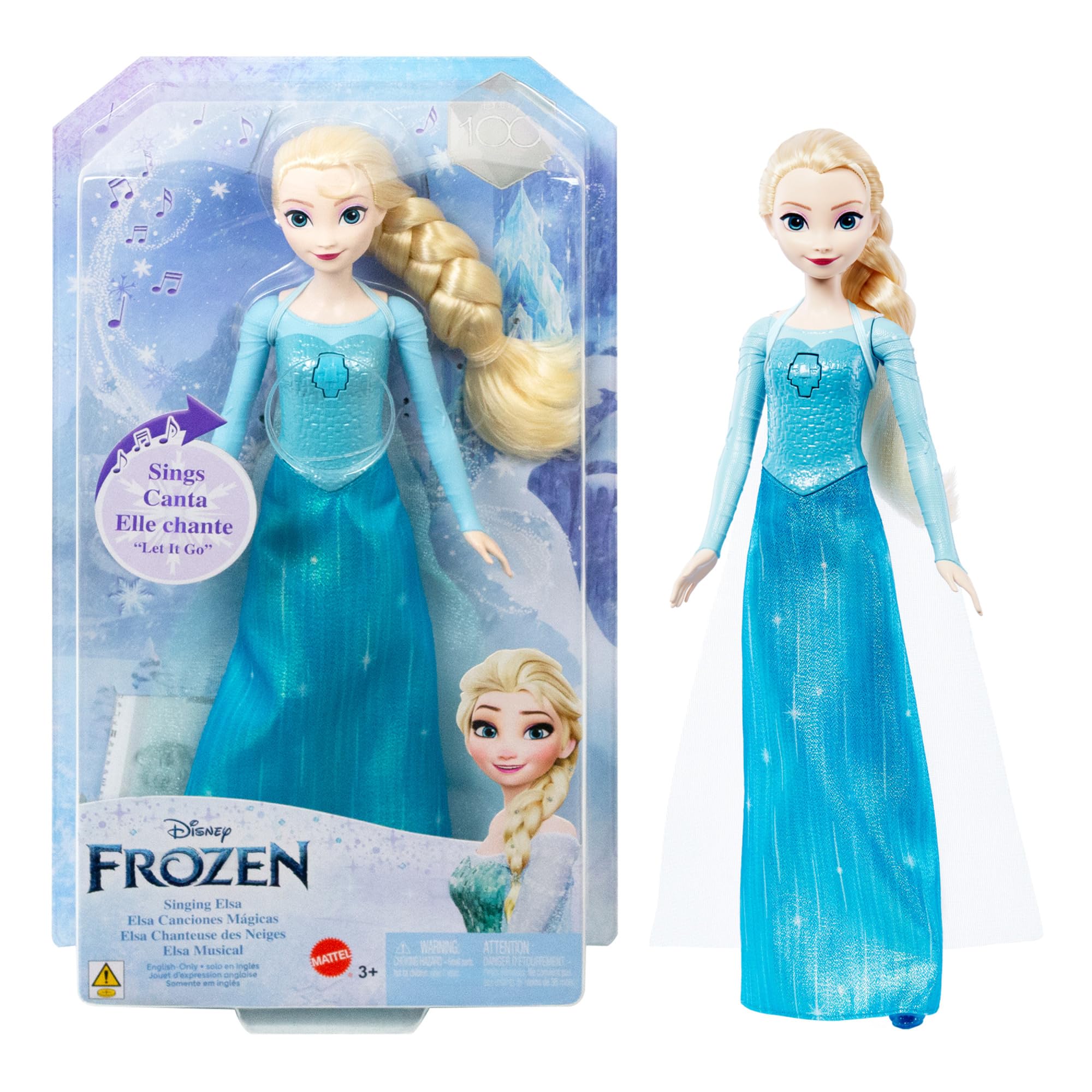 Mattel Disney Frozen Singing Elsa Fashion Doll - Sings 'Let It Go' in 4 Languages | 30cm Tall | Ages 3+ 1