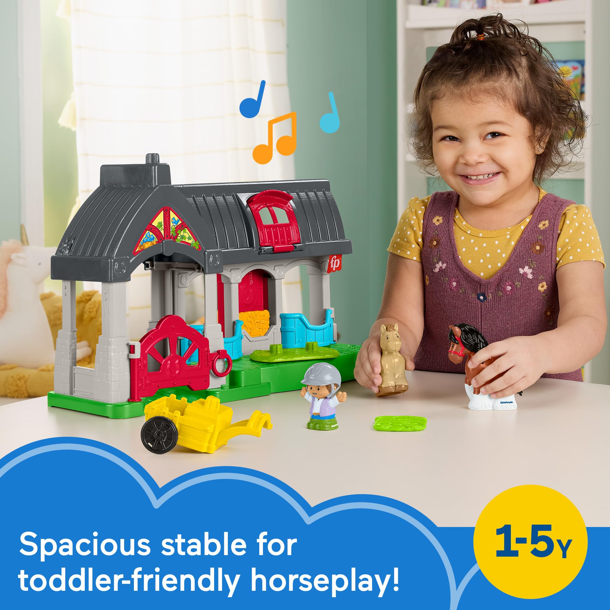 Fisher-Price Little People Friendly Horses Stable Playset with Sounds & Figures - Ages 1+ 7