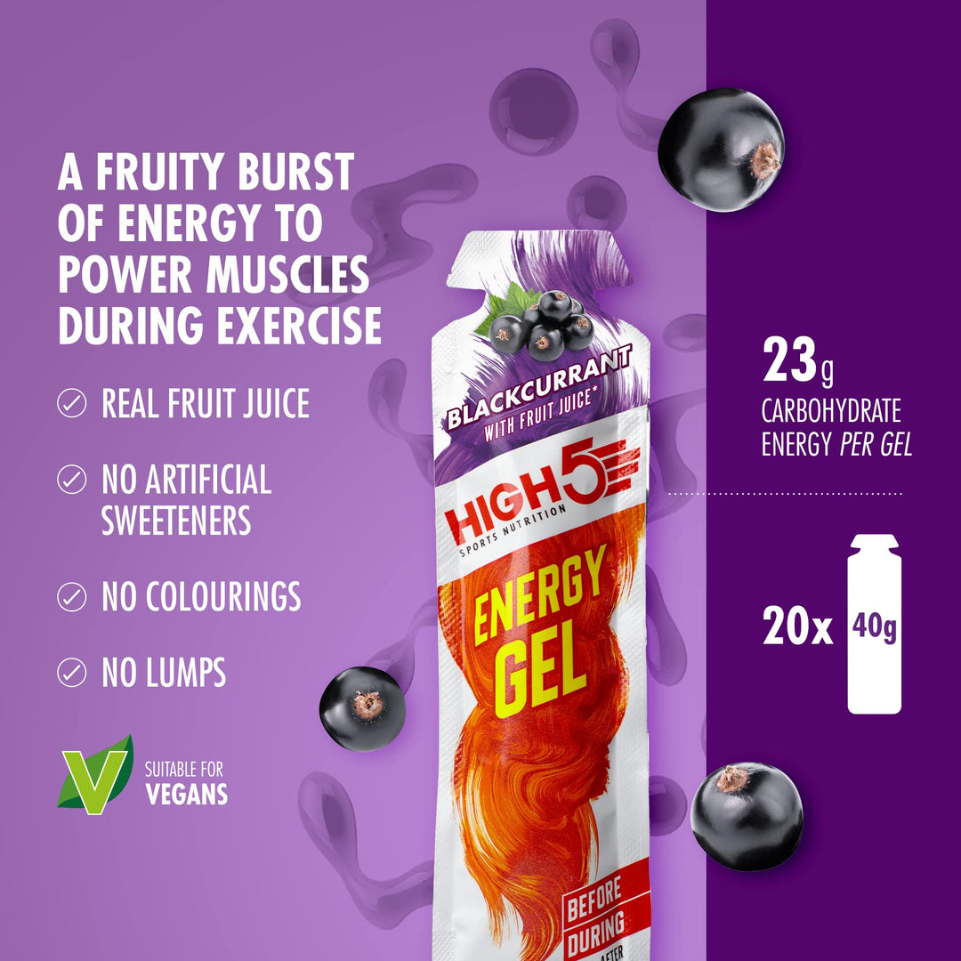 HIGH5 - Blackcurrant Energy Gels (20 x 40g) Sports Nutrition