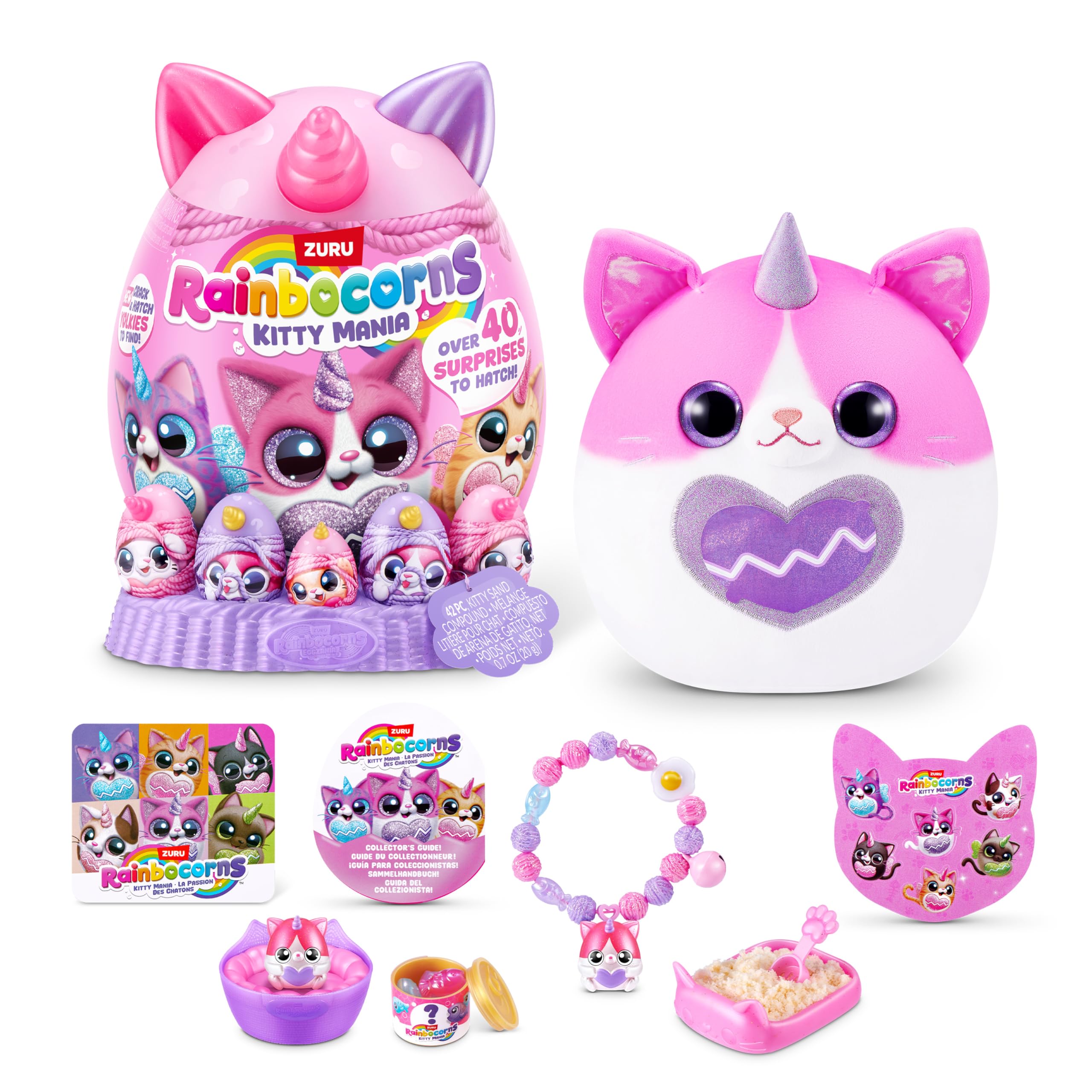 Rainbocorns Kitty Mania Plush Toy - Purrl Cat | 40+ Surprises | Ages 3+ 1