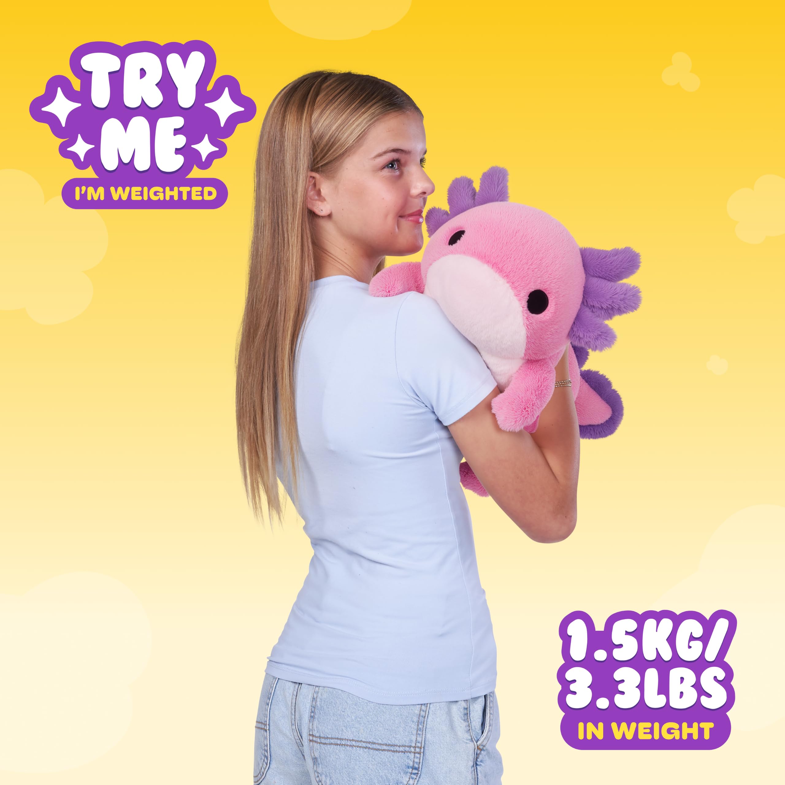 Hug-A-Lumps Ally the Axolotl Soft Doll - Weighted Plush for Calm & Comfort | Medium Size 4