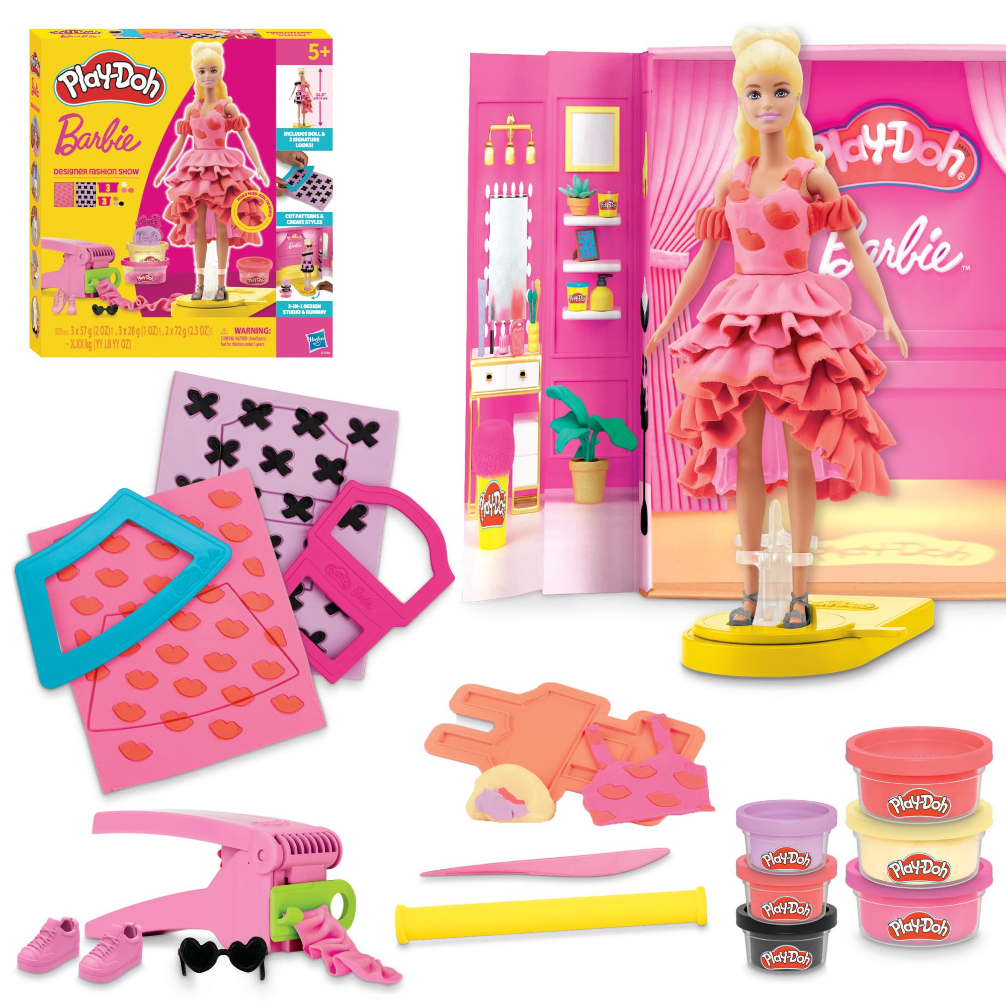 Play-Doh Barbie Designer Fashion Show Playset - Ages 5+ | Includes Barbie Doll & 5 Cans Compound 1