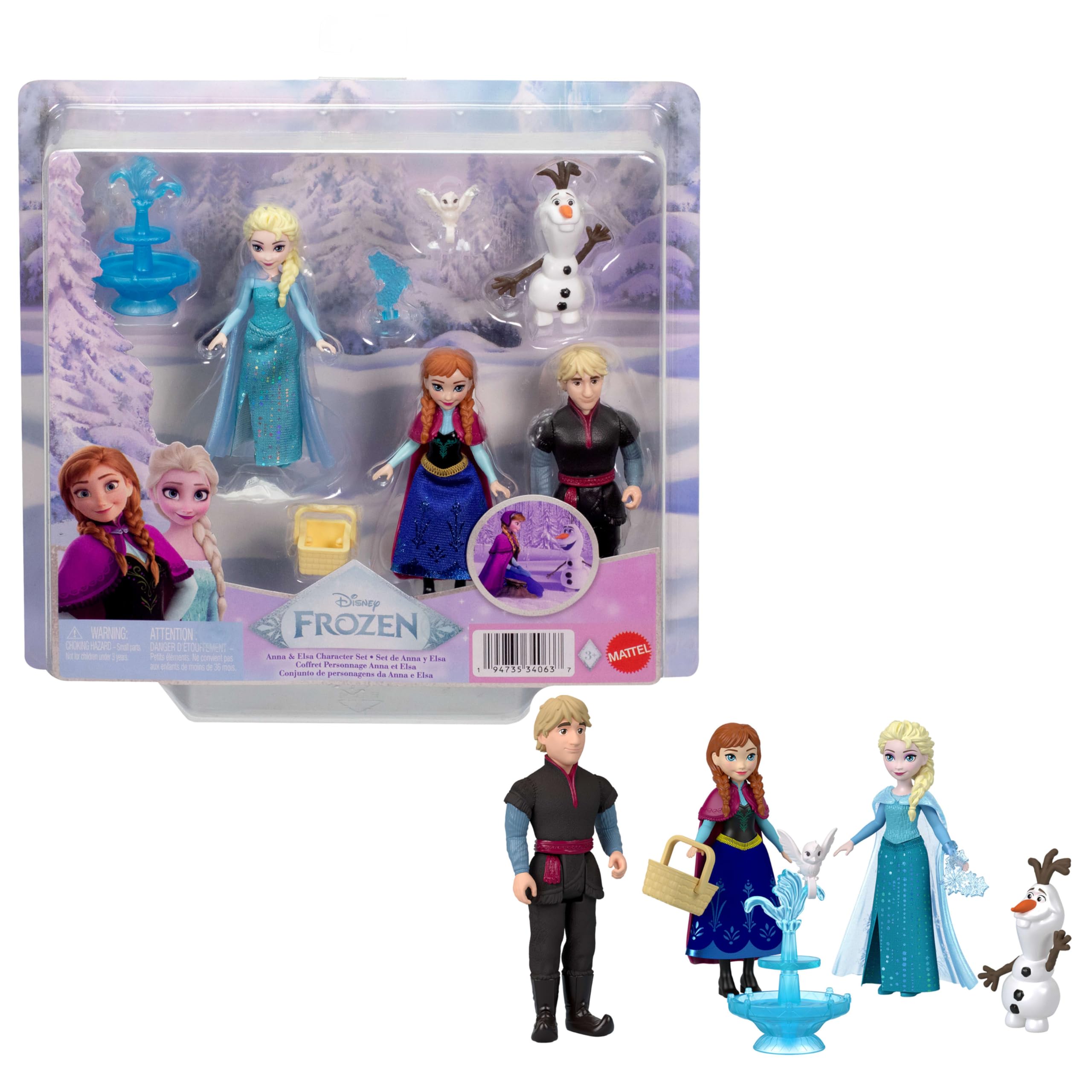 Mattel Disney Frozen Small Dolls Set - Anna, Elsa, Kristoff & Olaf | 3.5-inch Scale | Ages 3+ 1
