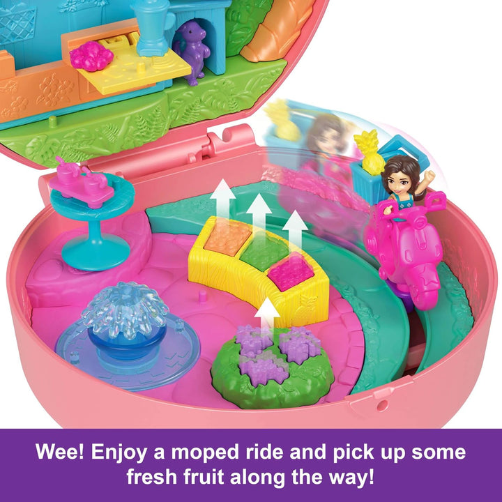 Polly Pocket Adventure Moped Compact - Doll Playset with 2 Micro Dolls & Puppy Pet, Ages 4-10