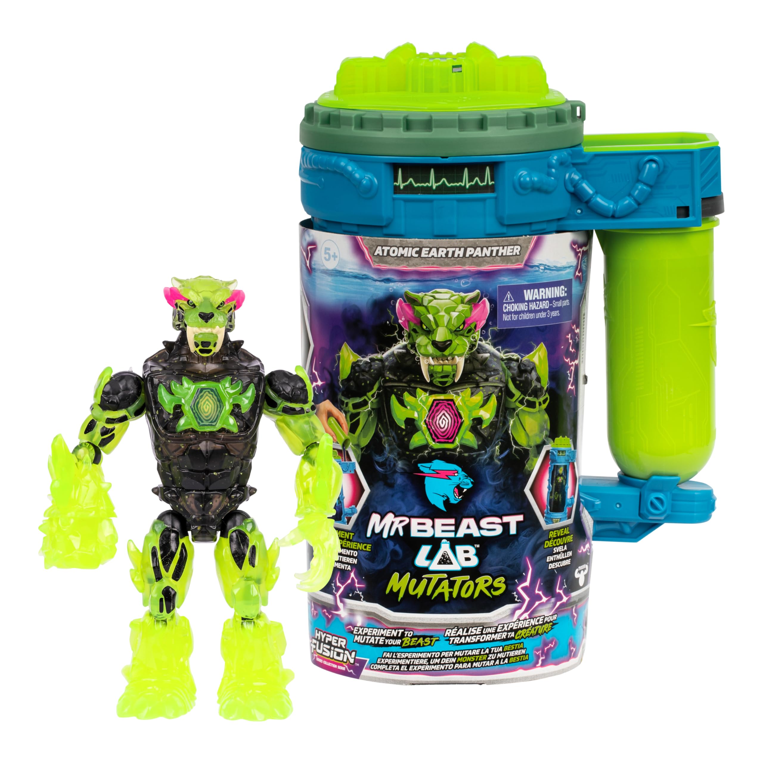 MRBEAST LAB Hyper Fusion Mutators Atomic Earth Panther Action Figure | 5.5 Inches | 20+ Points of Articulation