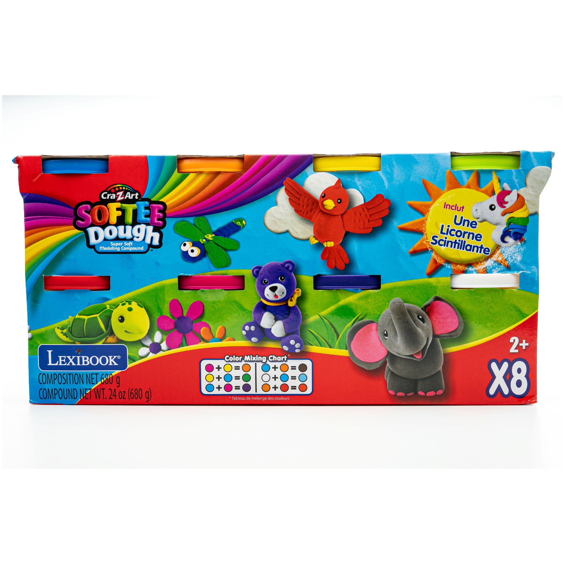 LEXIBOOK Soft and Malleable Modeling Dough - 8 Vibrant Colors, CRDOUGH1 10