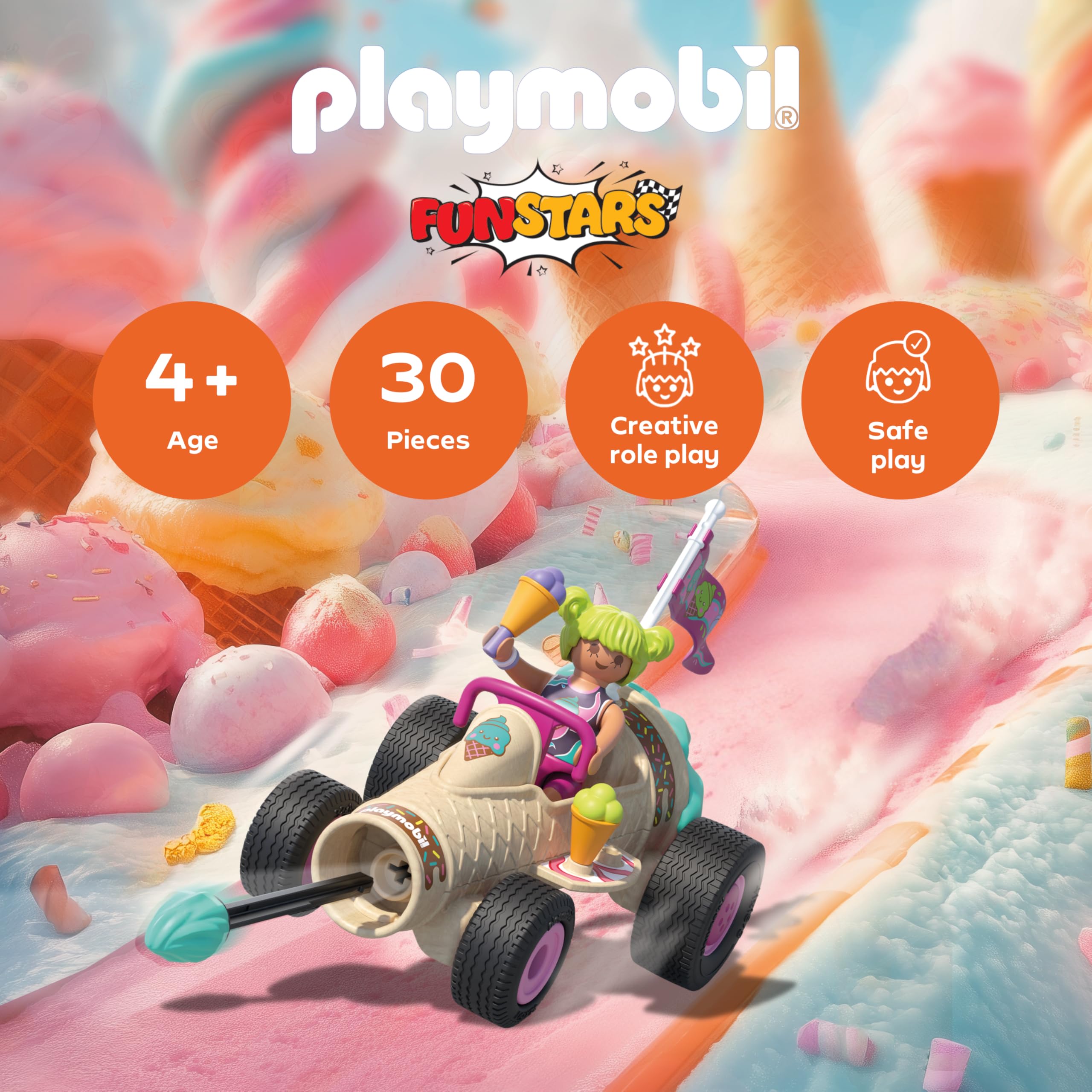 Playmobil Funstars Racing Ice Cream Cone Action Figure | Ages 4+ | Model 71718 2