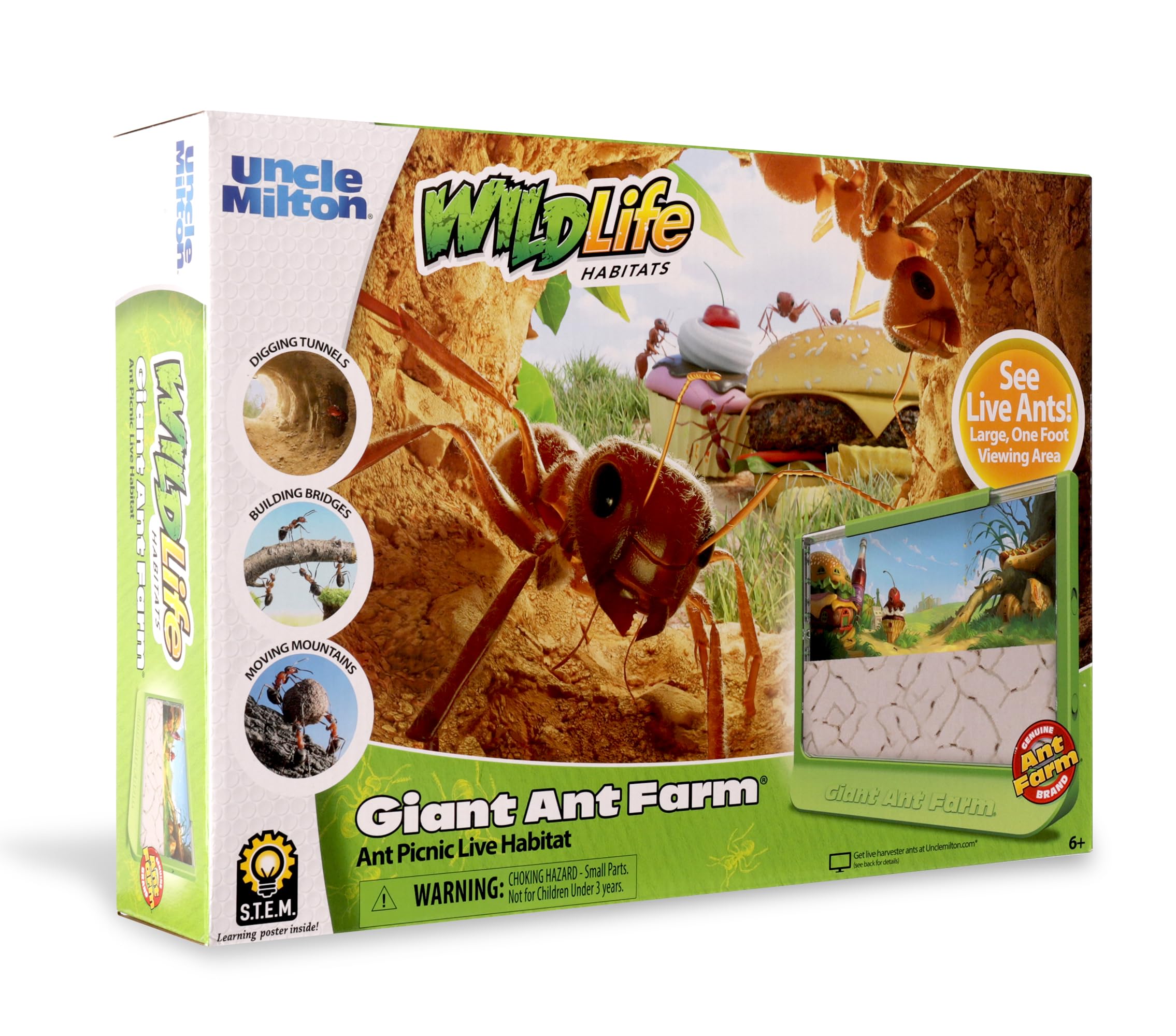 Uncle Milton Giant Ant Farm - Extra Large Viewing Area with Ant Picnic Scene