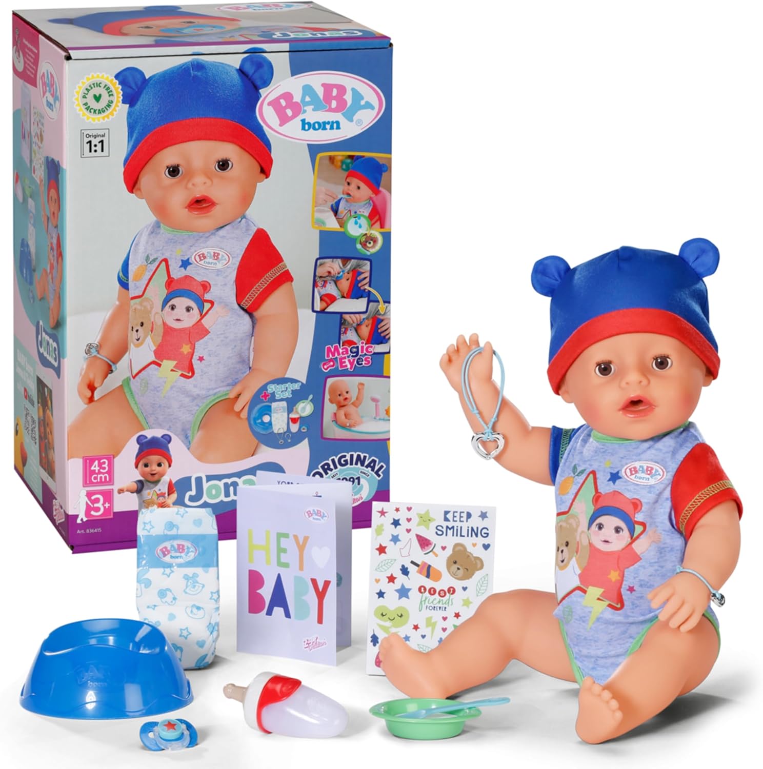 BABY born Jonas Baby Doll with 10 Functions & Accessories - 43cm Interactive Doll for Kids