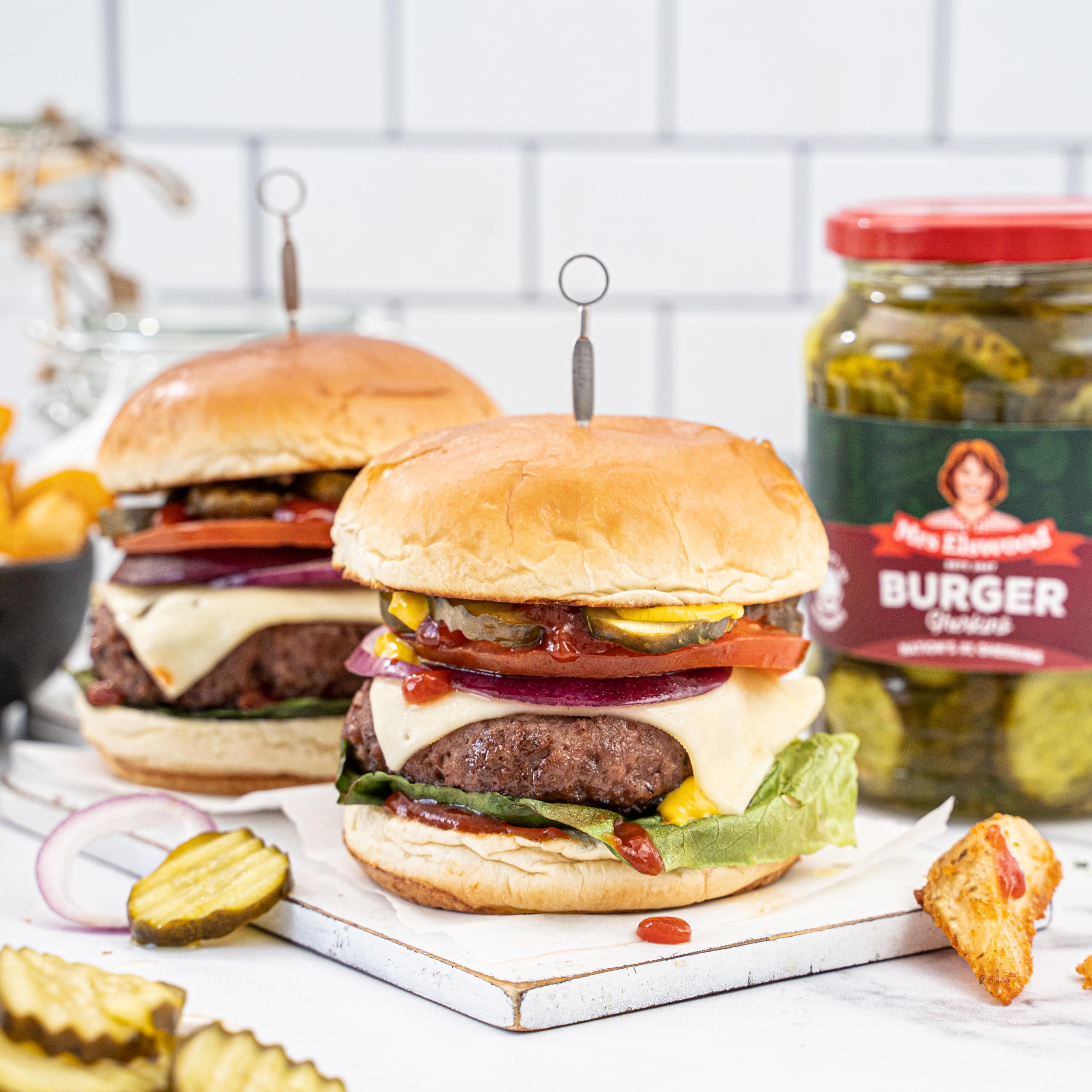 Mrs Elswood Burger Gherkins - Pickled Cucumbers in Sweet & Tangy Brine, 670g Jar 2