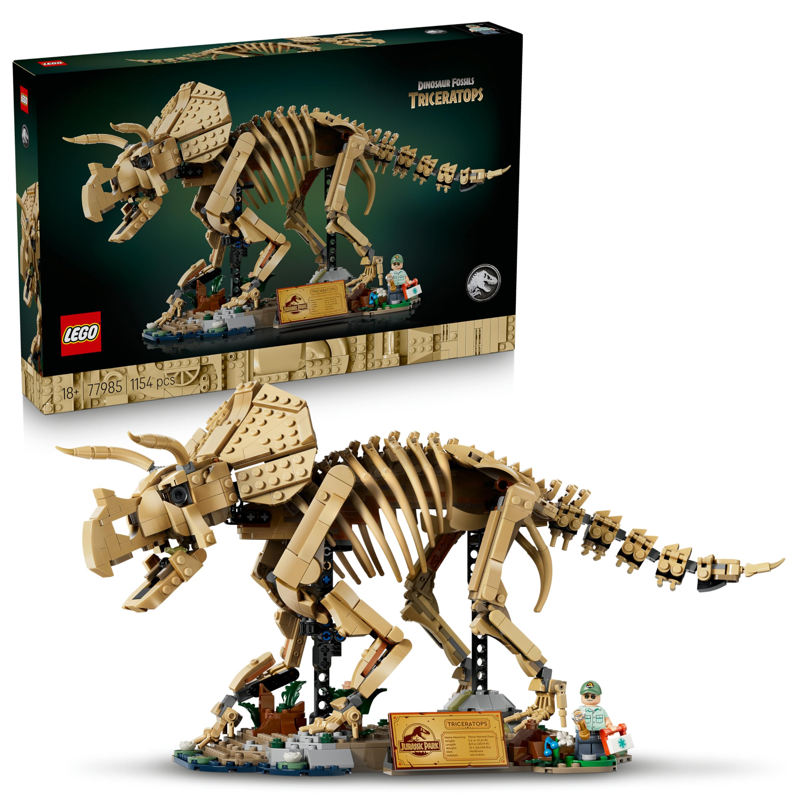 LEGO Jurassic World Dinosaur Fossils: Triceratops Building Set 77985 for Ages 18+ | Display Model