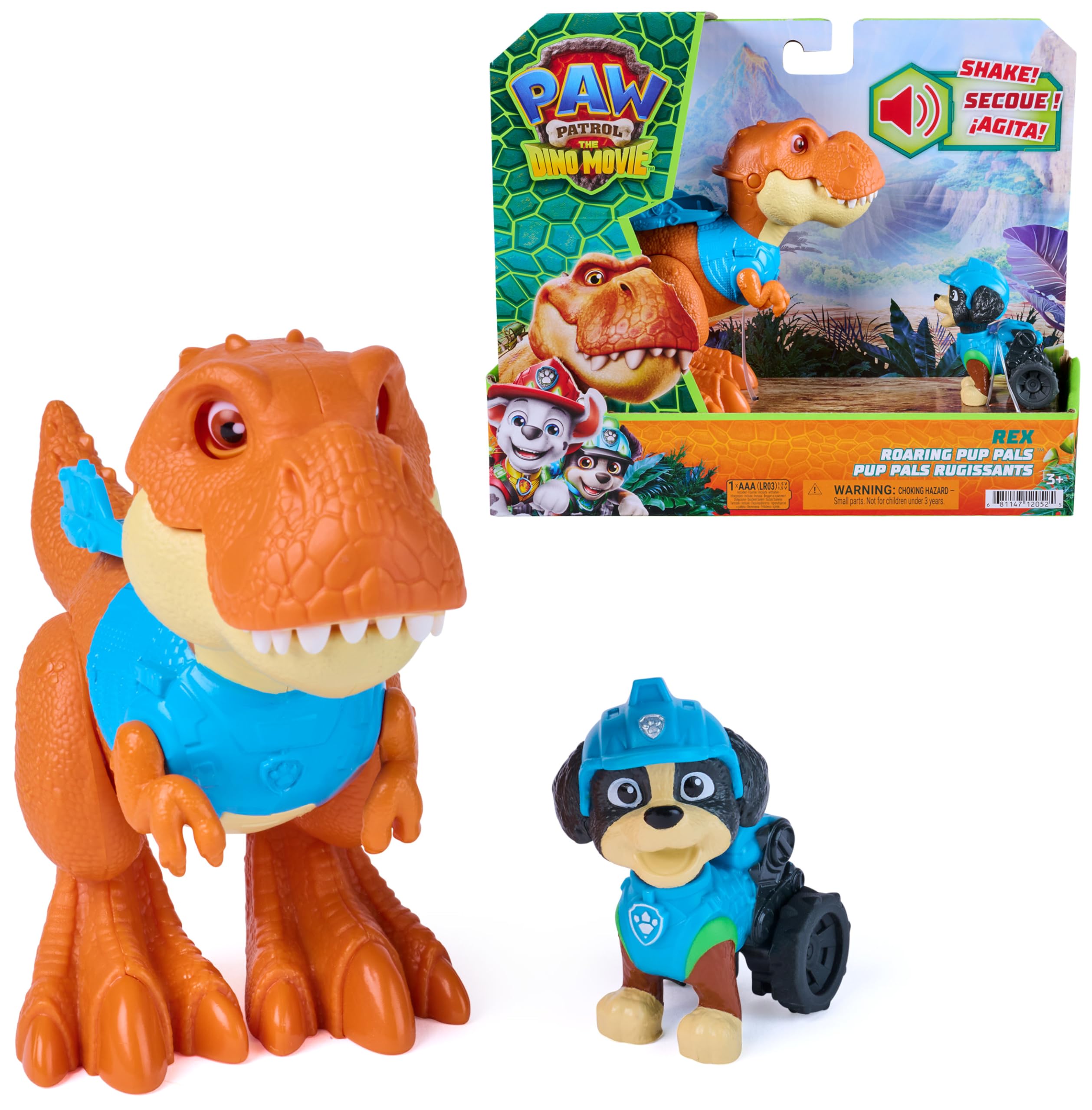 Paw Patrol Dino Movie Rex Roaring Pup Pals Figure Set with Articulated Timmy Dinosaur | Ages 3+