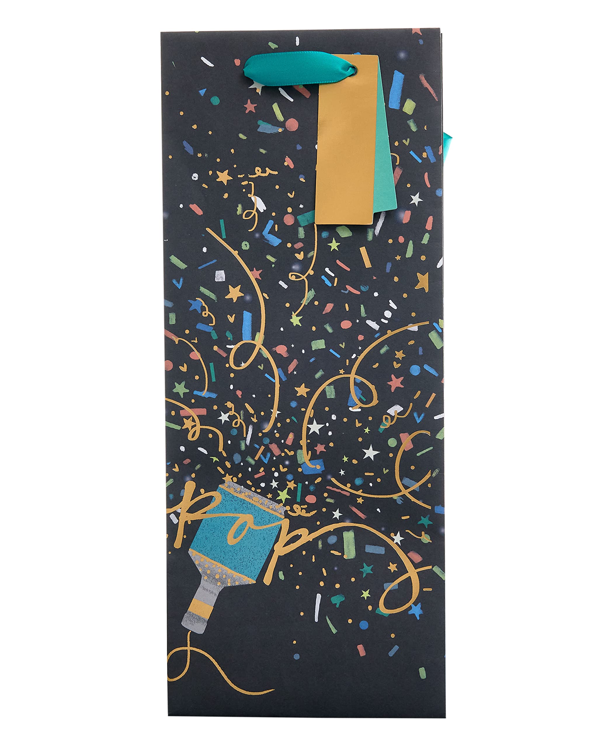 UK Greetings Bottle Bag - Party Popper Design | Ideal for Wine/Spirits | FSC Certified Paper